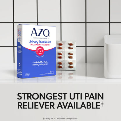AZO Urinary Pain Relief Maximum Strength, Fast relief of UTI Pain, Burning & Urgency, Targets Source of Pain, #1 Most Trusted Brand, 24 Tablets AZOBuy Supplements Australia