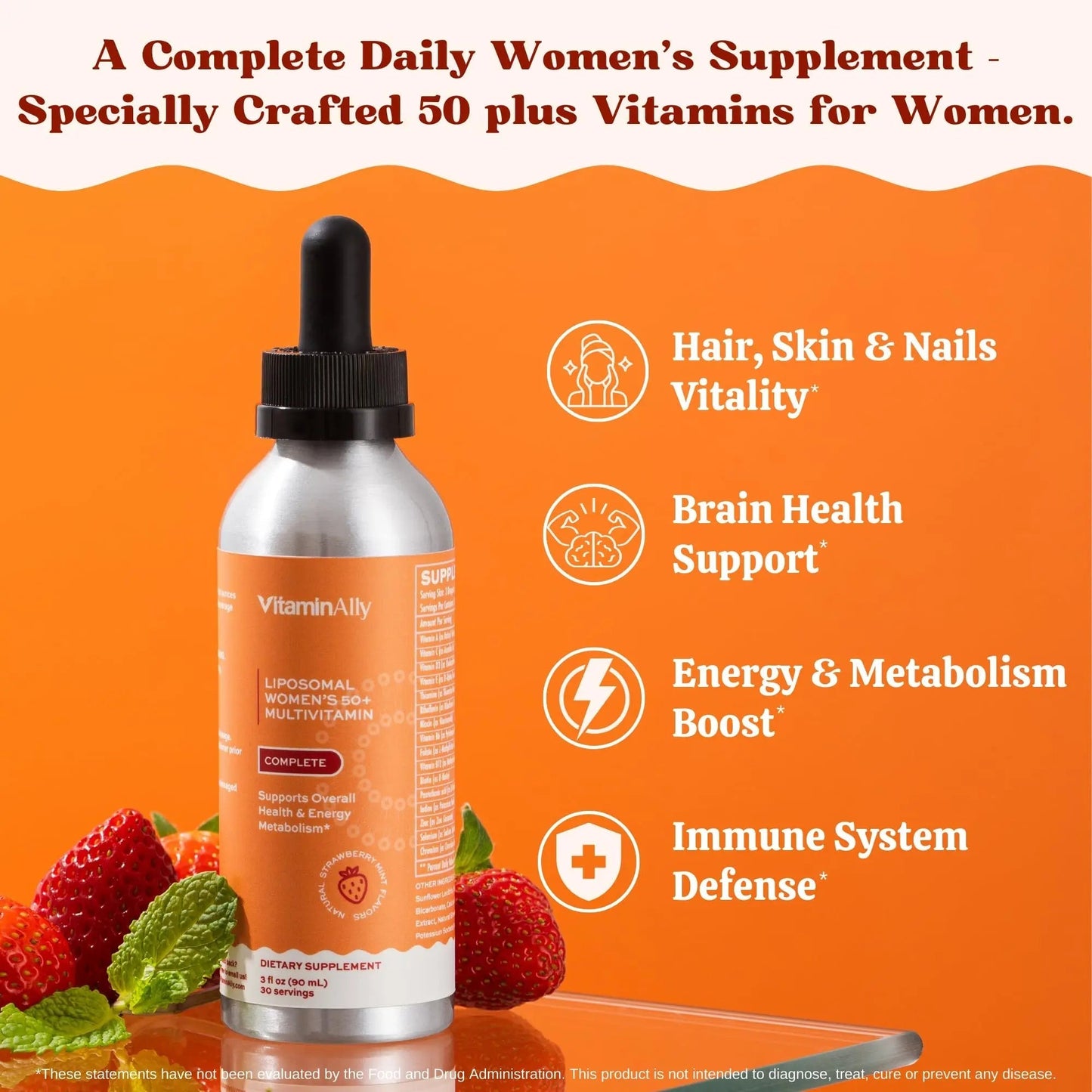 Vitaminally Women’s 50+ Liposomal Liquid Multivitamin – 16 Essential Vitamins & Minerals for Energy, Bone & Immune Support Vitaminally