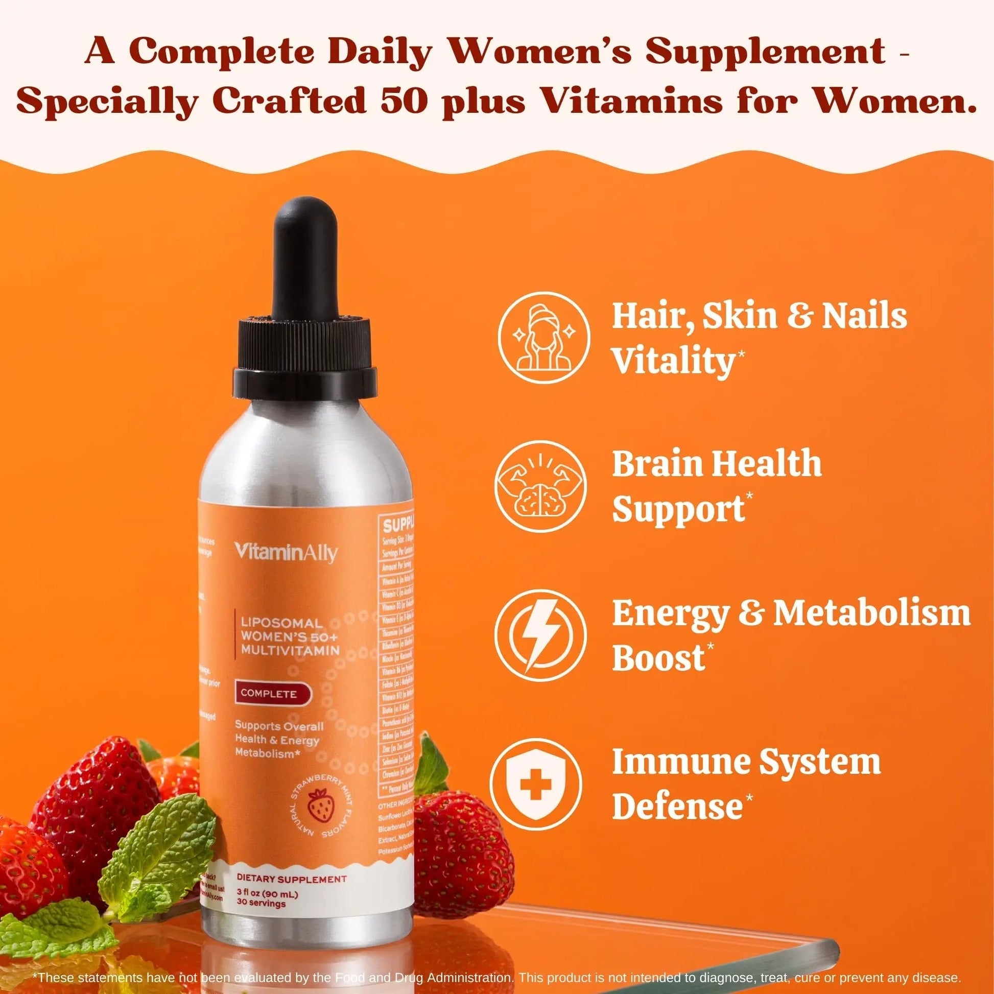 Vitaminally Women’s 50+ Liposomal Liquid Multivitamin – 16 Essential Vitamins & Minerals for Energy, Bone & Immune Support Vitaminally
