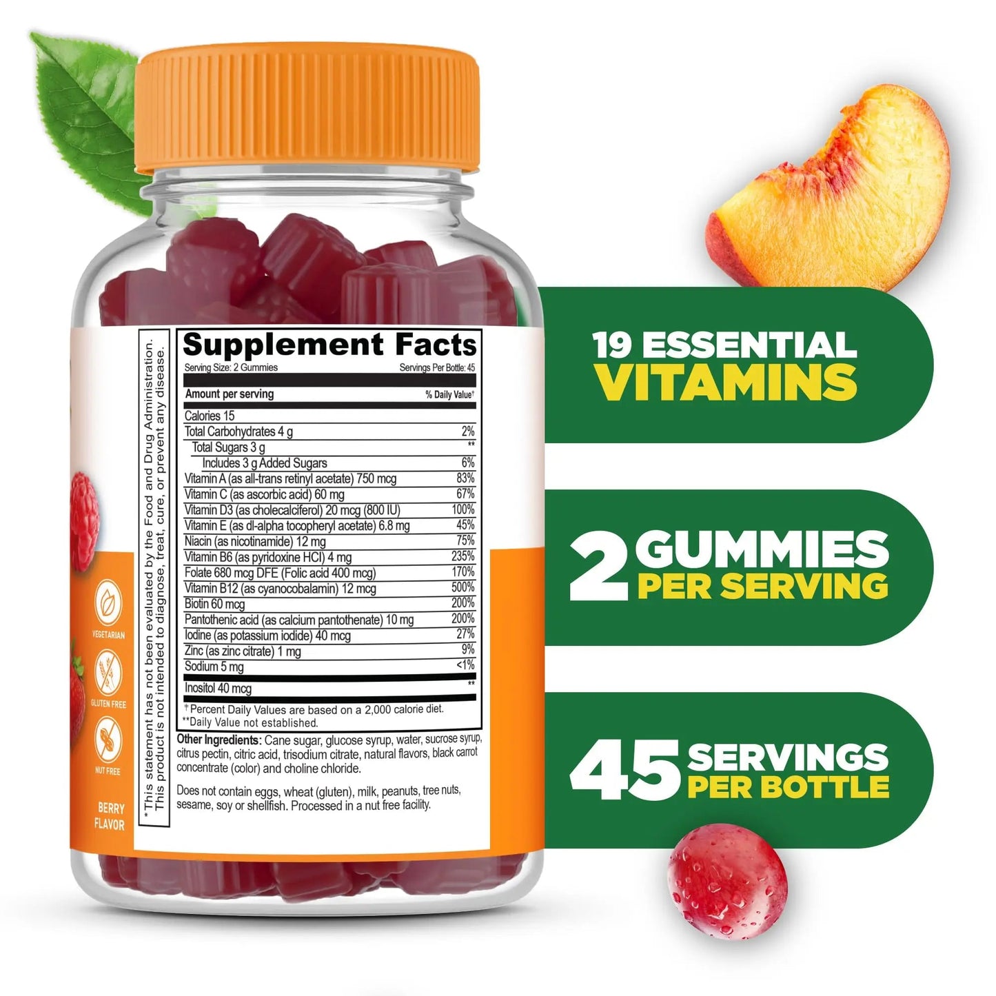 Lifeable Multivitamin for Men Gummies | VIT A, C, D, E, B1, B2, Niacin, B5, B6, Folate, B12, Biotin, Iodine, Zinc, Chromium, Ginseng, Lycopene, Inositol | Lifeable