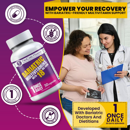 ProCare Health Bariatric Multivitamin with Iron 18mg (30 Easy to Swallow Capsules) - Post Op Bariatric Vitamins ProCare HealthBuy Supplements Australia