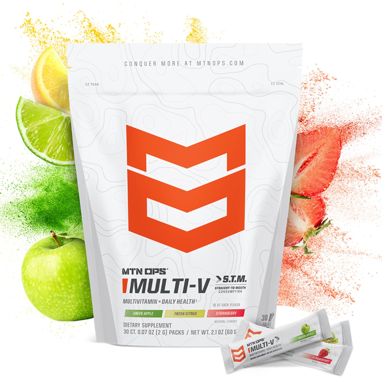 MTN OPS Multi‑V STM On‑the‑Go Daily Multivitamin for Men, Women & Kids – Straight‑to‑Mouth Vitamin C D3 B Zinc Packs – Gluten Free, Natural Flavors, 30 Servings MTN OPSBuy Supplements Australia