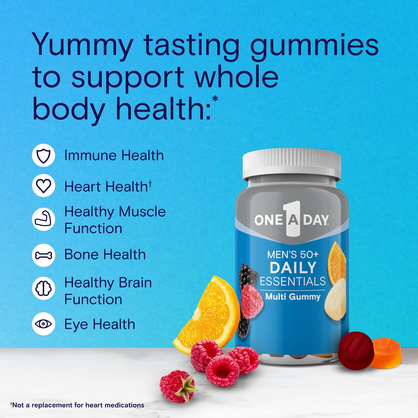 One A Day Men’s 50+ Daily Essentials Multivitamin Gummies, Multivitamin for Men Over 50, Fruit Medley Flavor, 120 Gummies ONE A DAYBuy Supplements Australia