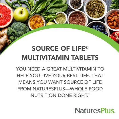 NaturesPlus Source of Life - 180 Tablets, Pack of 2 - Multivitamin & Mineral Supplement with Concentrated Whole Foods - Gluten Free, Vegetarian - 120 Total Servings NaturesPlusBuy Supplements Australia