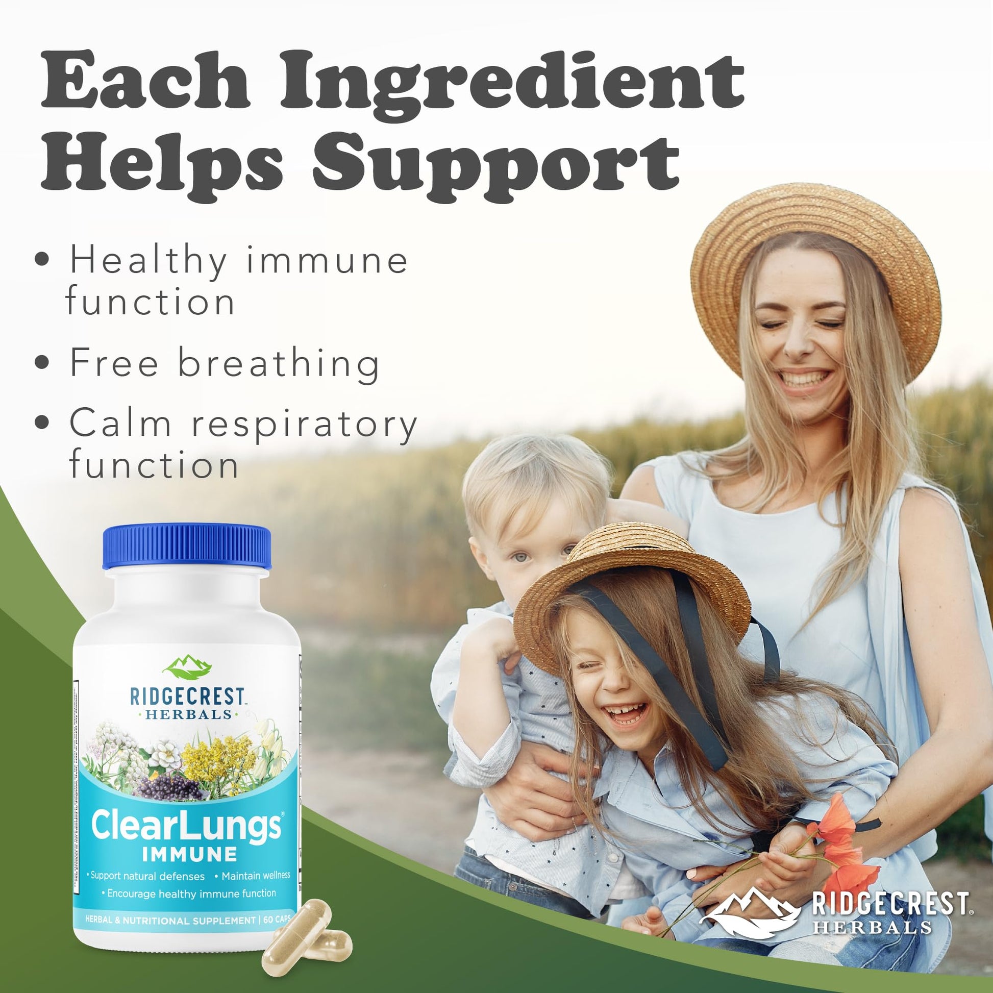 RidgeCrest Herbals ClearLungs Immune, Lung Support Supplement with Elderberry, Zinc, Vitamin C, Vitamin A, Olive Leaf, Mullein, Lung Wellness Formula for Respiratory Health (60 Vegan Caps, 30 Serv) RidgeCrest HerbalsBuy Supplements Australia