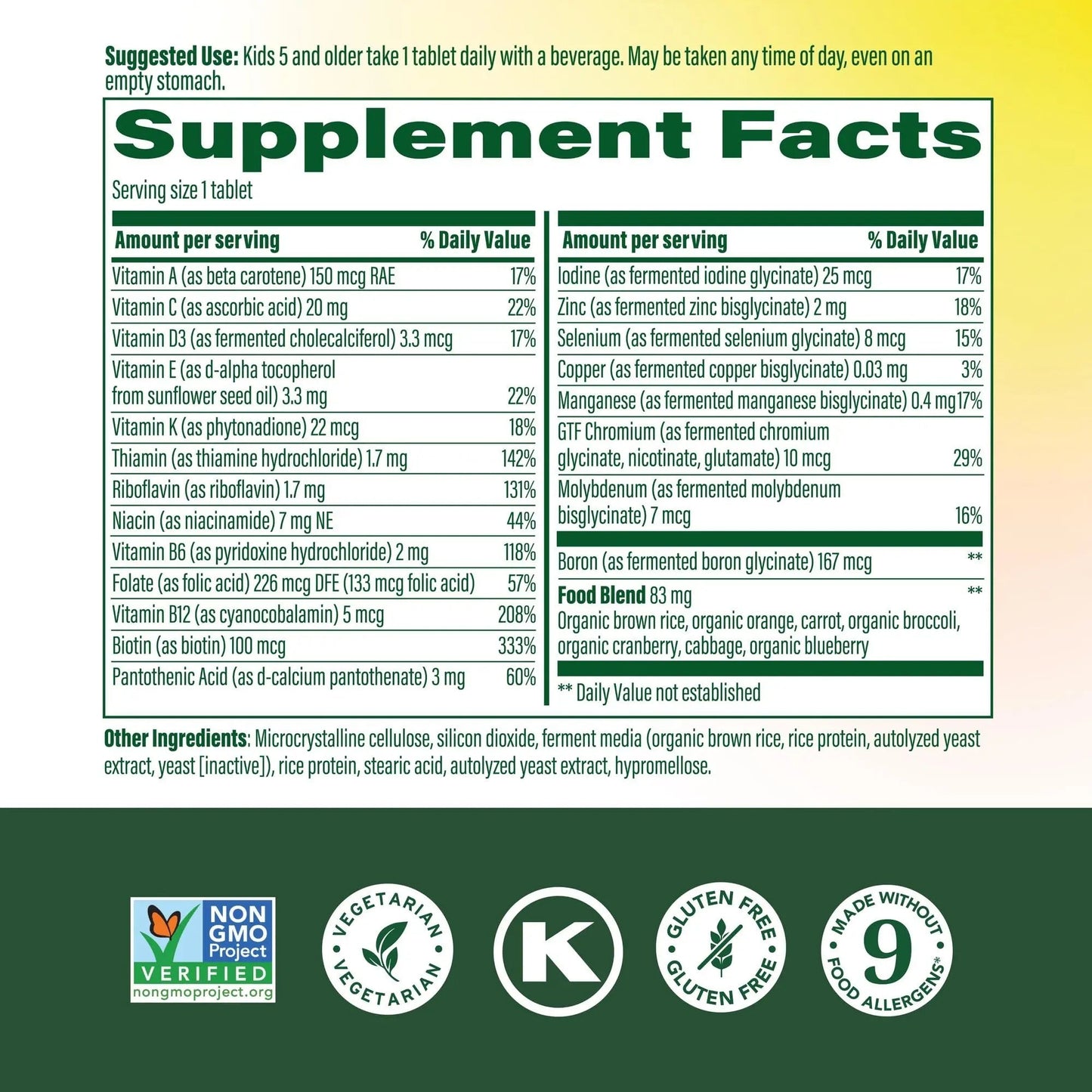 MegaFood Kids One Daily Multivitamin - Convenient Mini Multivitamin for Kids - with Zinc, Vitamins C, B & D MegaFoodBuy Supplements Australia