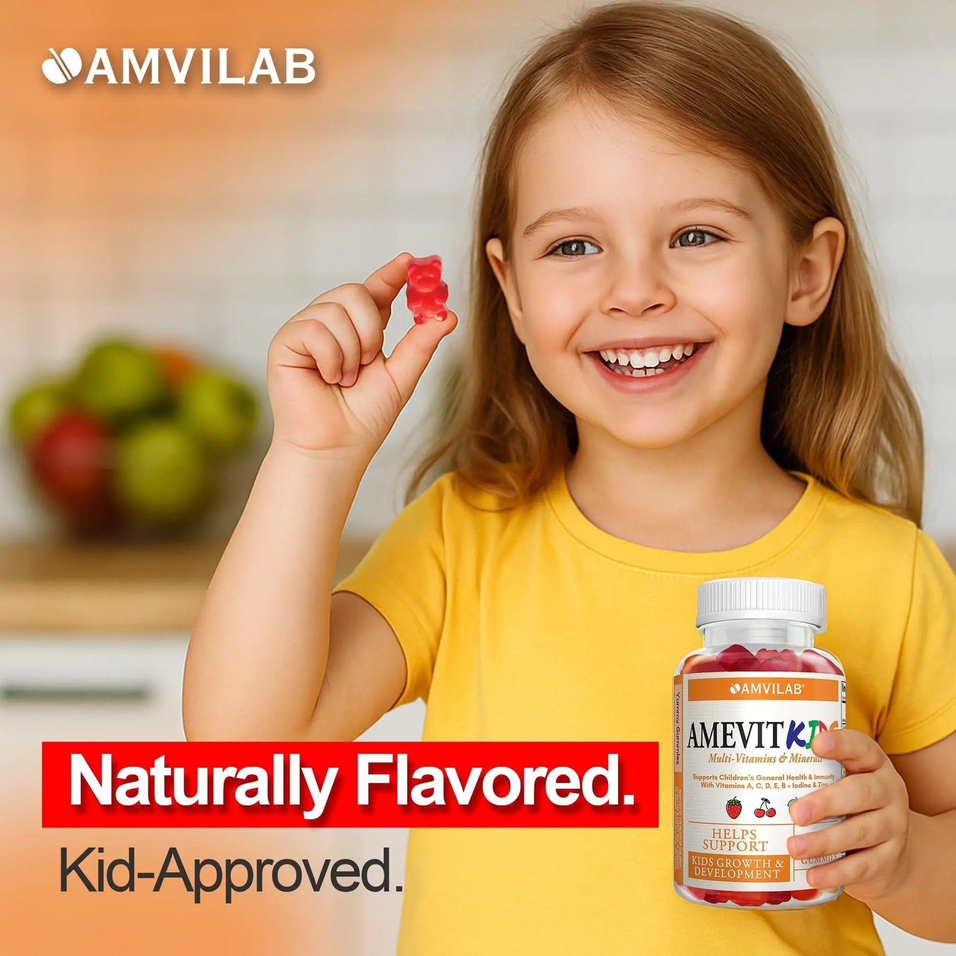 AMVILAB Amevit Kids Gummy Multivitamin – Complete Daily Vitamins for Children – with Essential Nutrients for Growth & Immunity AMVILABBuy Supplements Australia