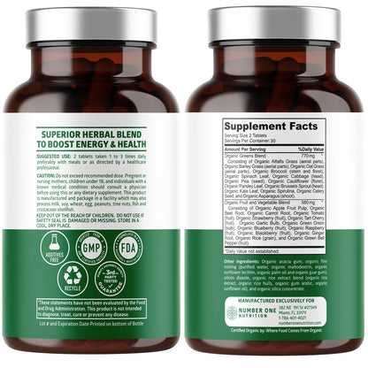 N1N Premium Organic Superfood Greens [28 Powerful Ingredients] Natural Fruit and Veggie Number One NutritionBuy Supplements Australia
