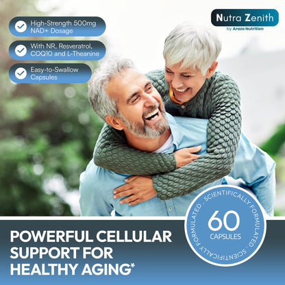 NAD+ Supplement with Nicotinamide Riboside (NMN Alternative), CoQ10 & Resveratrol – 60 Capsules for Healthy Aging Support, Energy Boost & Cognitive Function Enhancement – Cellular Renewal & Vitality Arazo NutritionBuy Supplements Australia