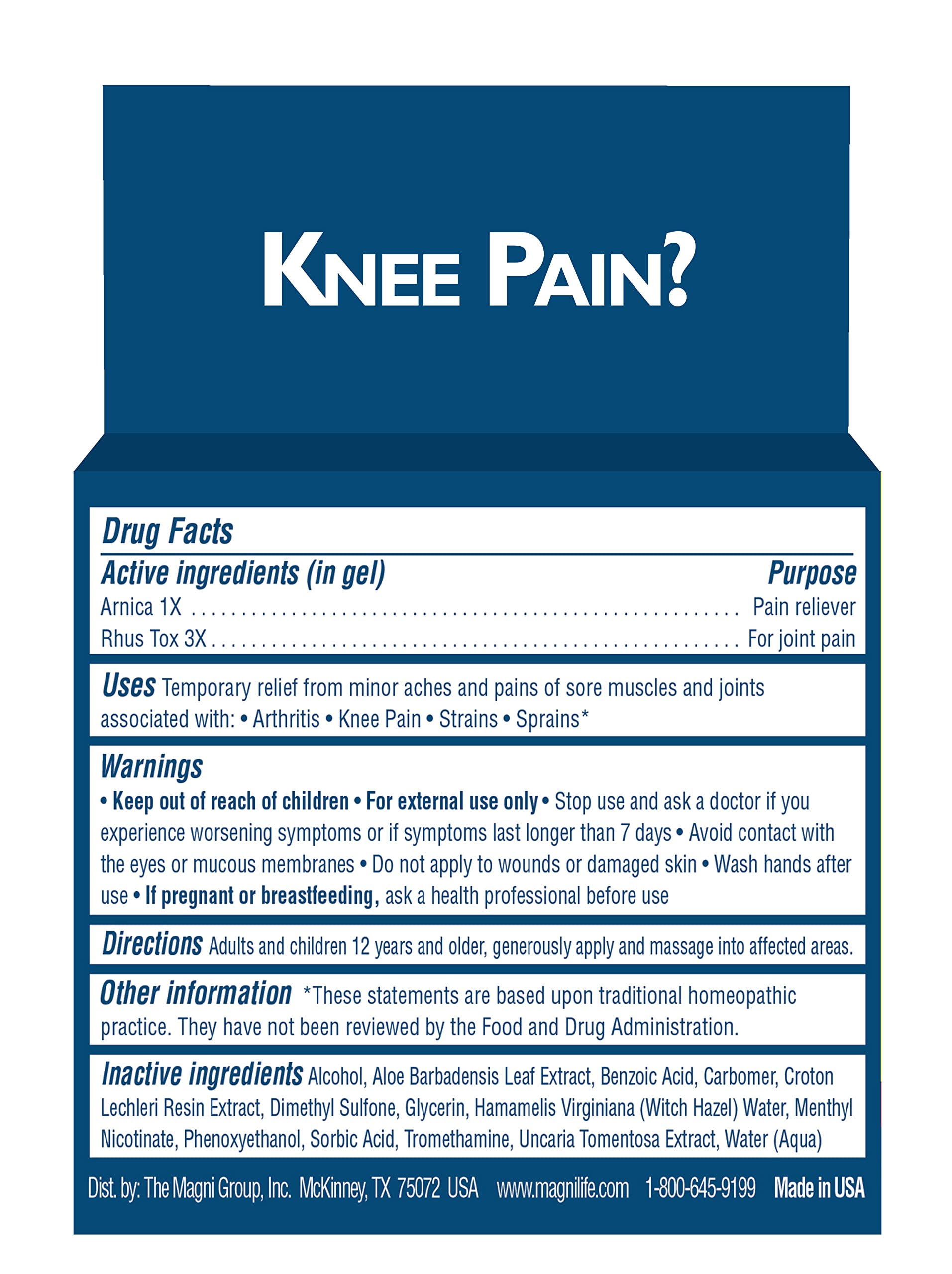 MagniLife Knee Pain Relief Gel (4 oz), Arnica-Based Gel for Joint Pain, Knee Stiffness & Swelling, Non-Greasy, No Staining, Massage-in Formula for Daily Knee Support & Comfort MagniLifeBuy Supplements Australia