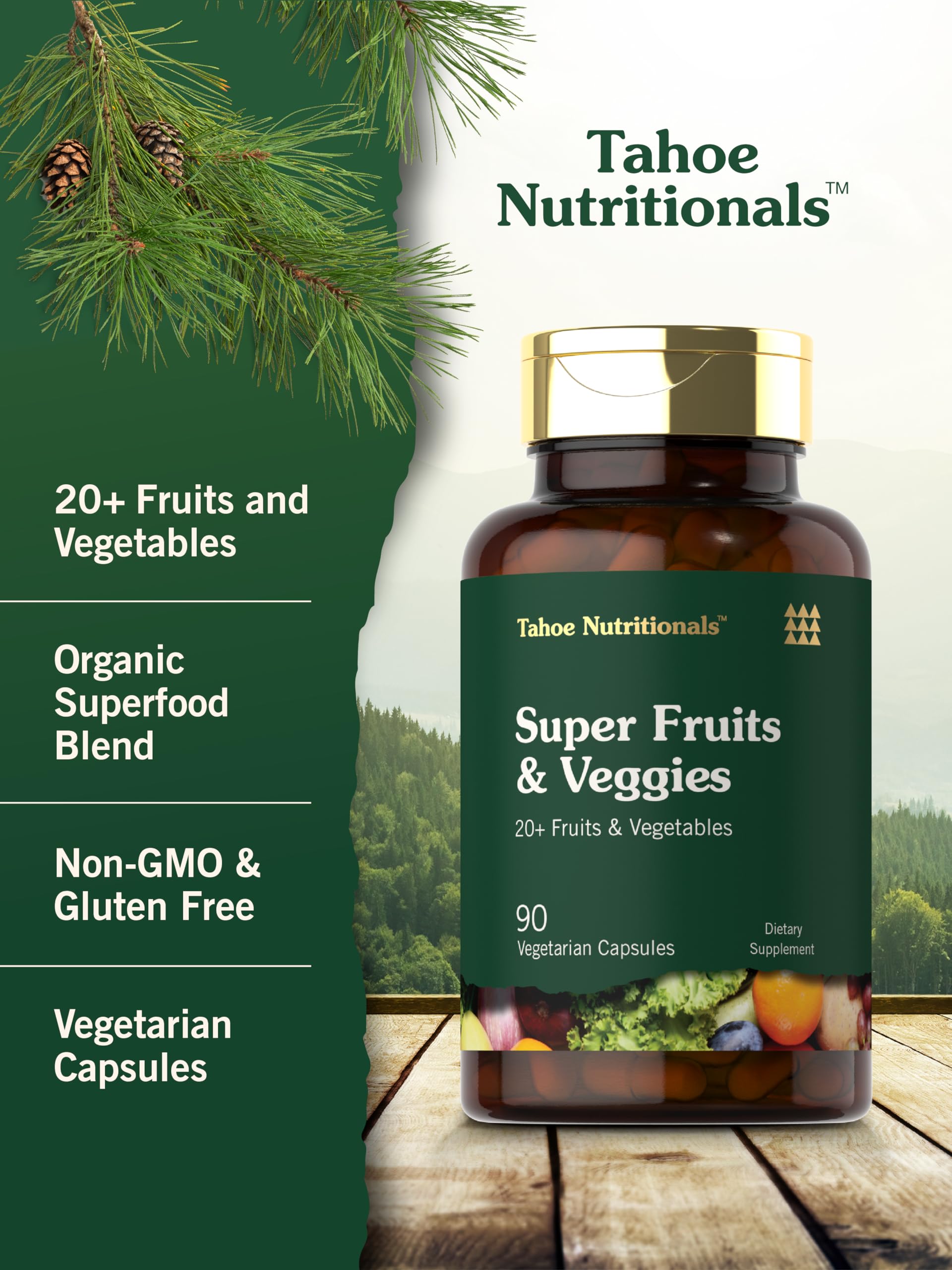 Tahoe Nutritionals Super Fruits and Veggies Capsules | 90 Count | Vegetarian, Non-GMO and Gluten Free Supplement Tahoe NutritionalsBuy Supplements Australia