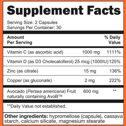 Metavo Immune Health - Natural Immune Support Supplement, Essential Zinc Supplements for Men & Women Enriched with Vitamin C, D & Copper, 60 Vegan Capsules, 30 Servings MetavoBuy Supplements Australia