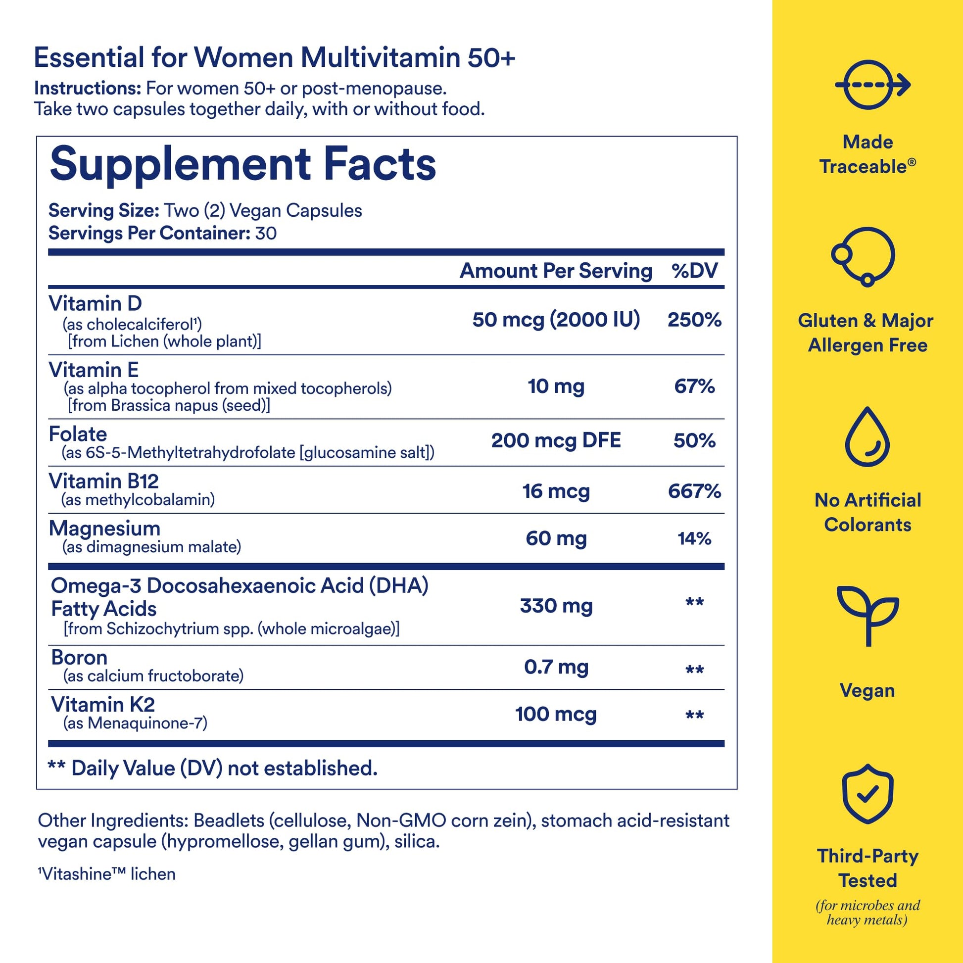Ritual Multivitamin for Women 50+, Menopause Supplements with Vitamin D3, K2 and Magnesium for Bone Support*, Omega-3 DHA, Vitamin B12 RitualBuy Supplements Australia
