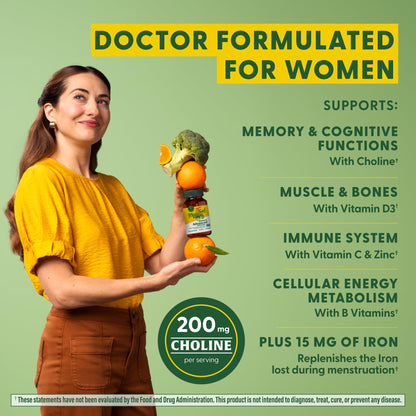 MegaFood Women's Advanced Multivitamin for Women - Doctor-Formulated With Iron, Choline, Vitamin D, Vitamin C & Zinc - Brain Health MegaFoodBuy Supplements Australia