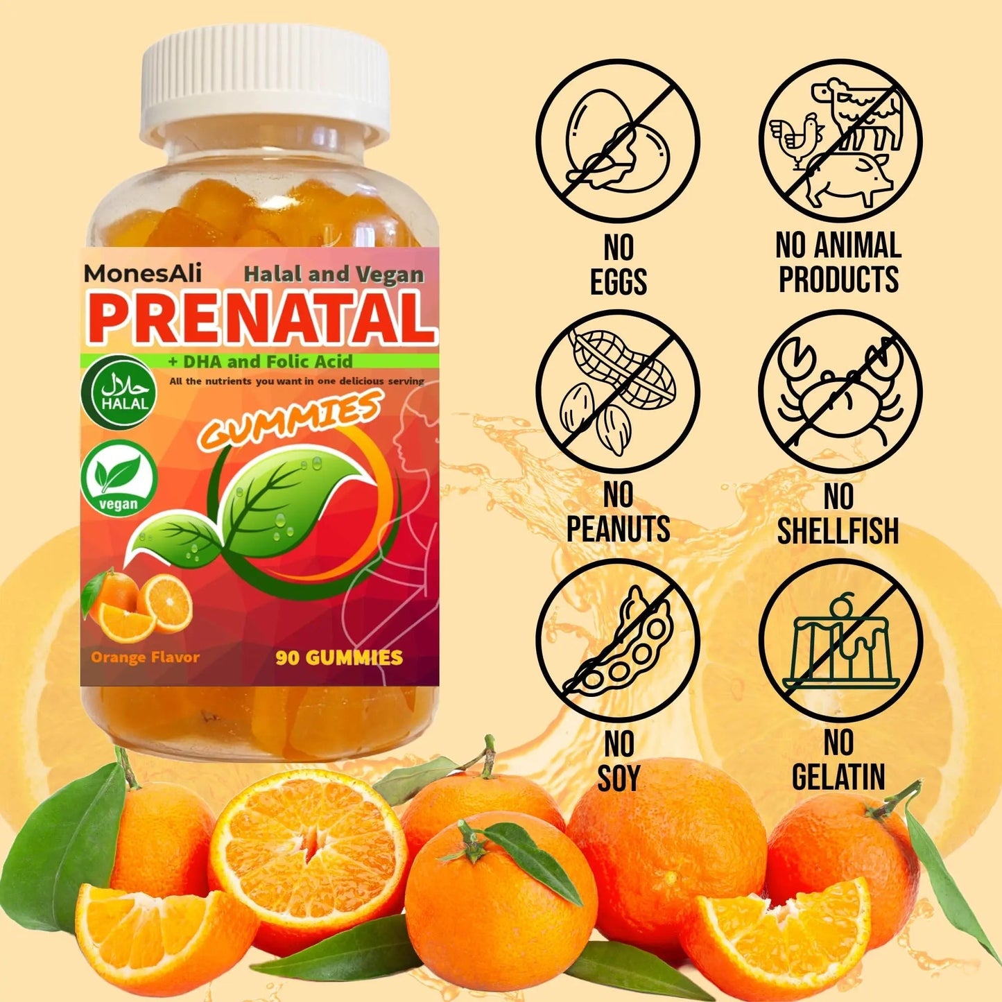 MonesAli Prenatal Gummies for Women Vitamins| & Postnatal | Vegan, Halal, Gelatin Free | with Folate, Iron & Biotin | MonesAli