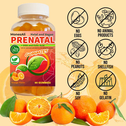 MonesAli Prenatal Gummies for Women Vitamins| & Postnatal | Vegan, Halal, Gelatin Free | with Folate, Iron & Biotin | MonesAli