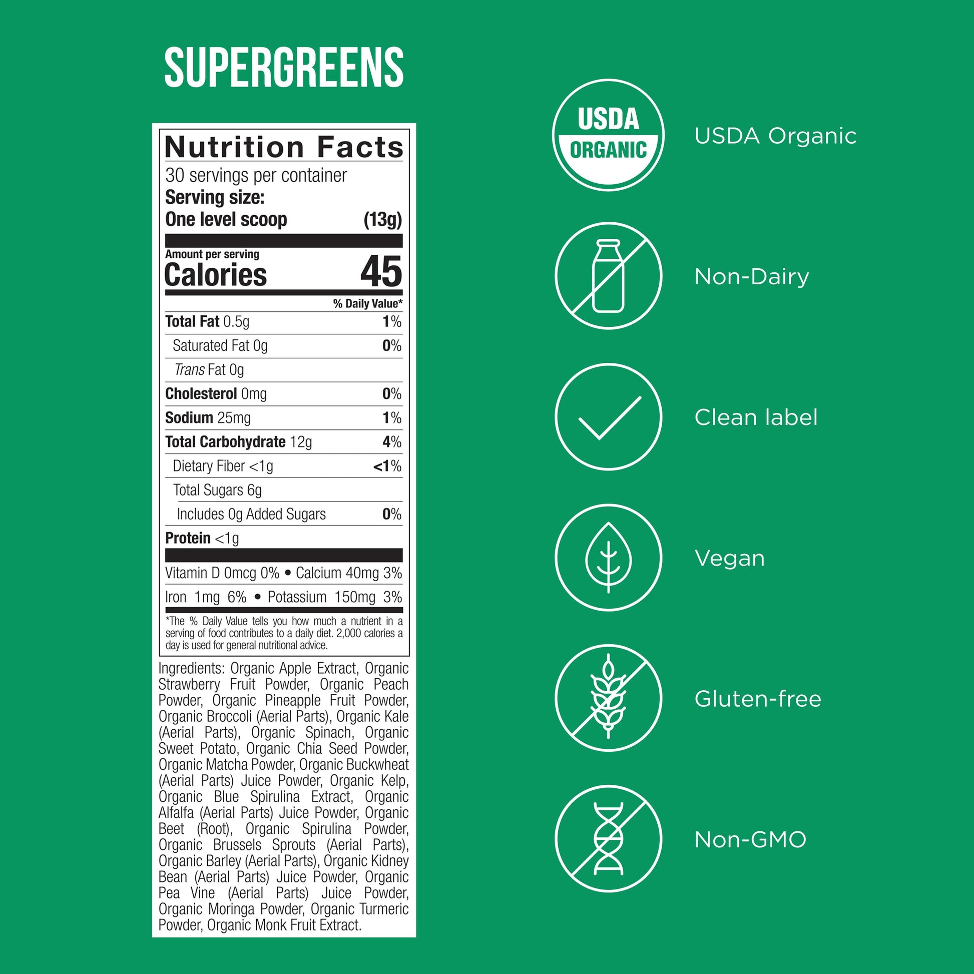 Possible SuperGreens - Potent Superfoods Blend - Plant-Based Antioxidant Support - Greens Powder Supplement & Drink Mix - Non-GMO, Vegan & Gluten-Free - SuperGreens (30 Servings) PossibleBuy Supplements Australia