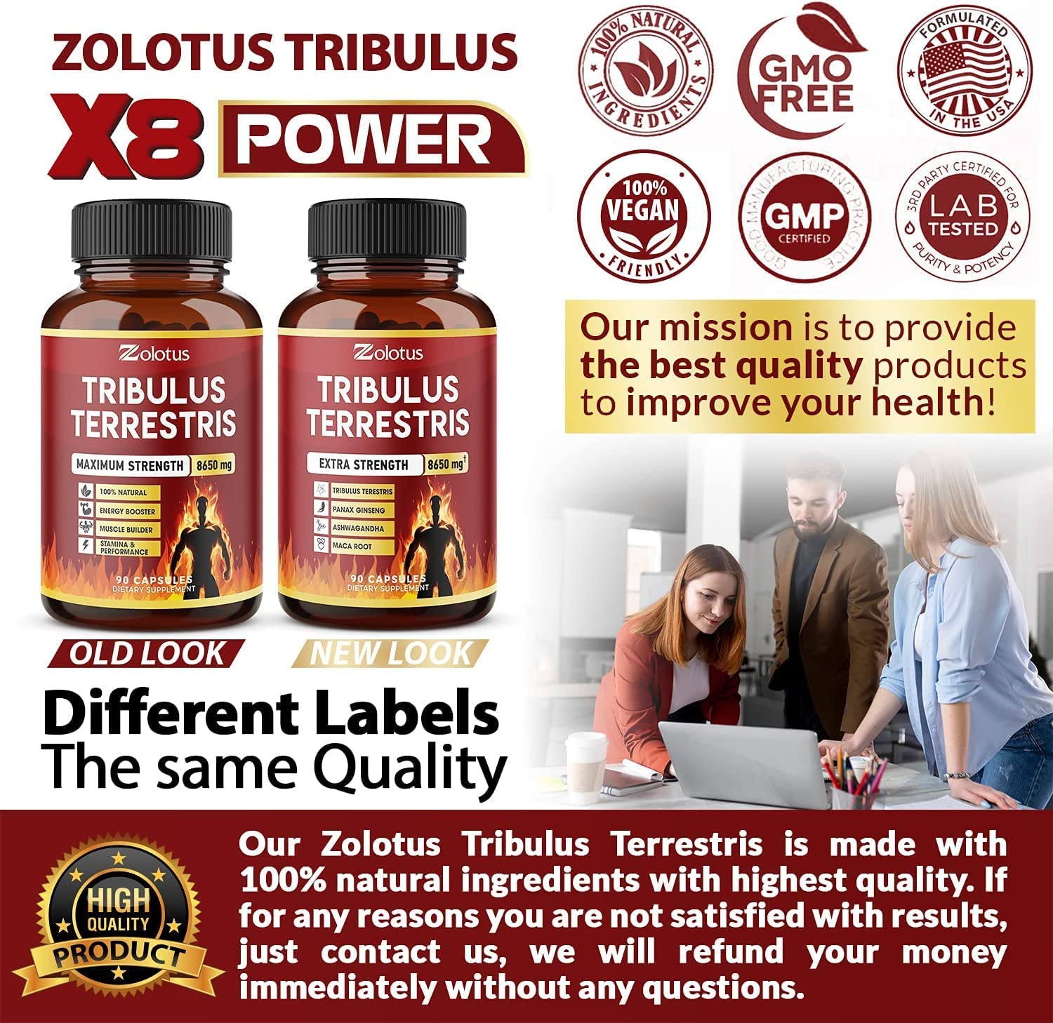 Zolotus Tribulus Terrestris, 8650mg Per Capsule, High Potency with Ashwagndha ZolotusBuy Supplements Australia