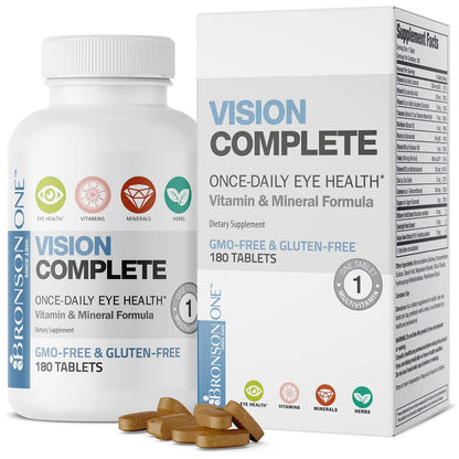 Bronson ONE Daily Vision Complete Eye Health Support Multivitamin Multimineral Supplement Formula, 180 Tablets Bronson