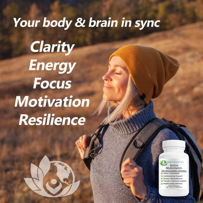 EcoIntegratives Active Multivitamin | ADK, Methyl B Complex, Antioxidants | Quatrefolic Folate, Methyl B12, P5P, Vitamin D3, K1/K2 | EcoIntegratives