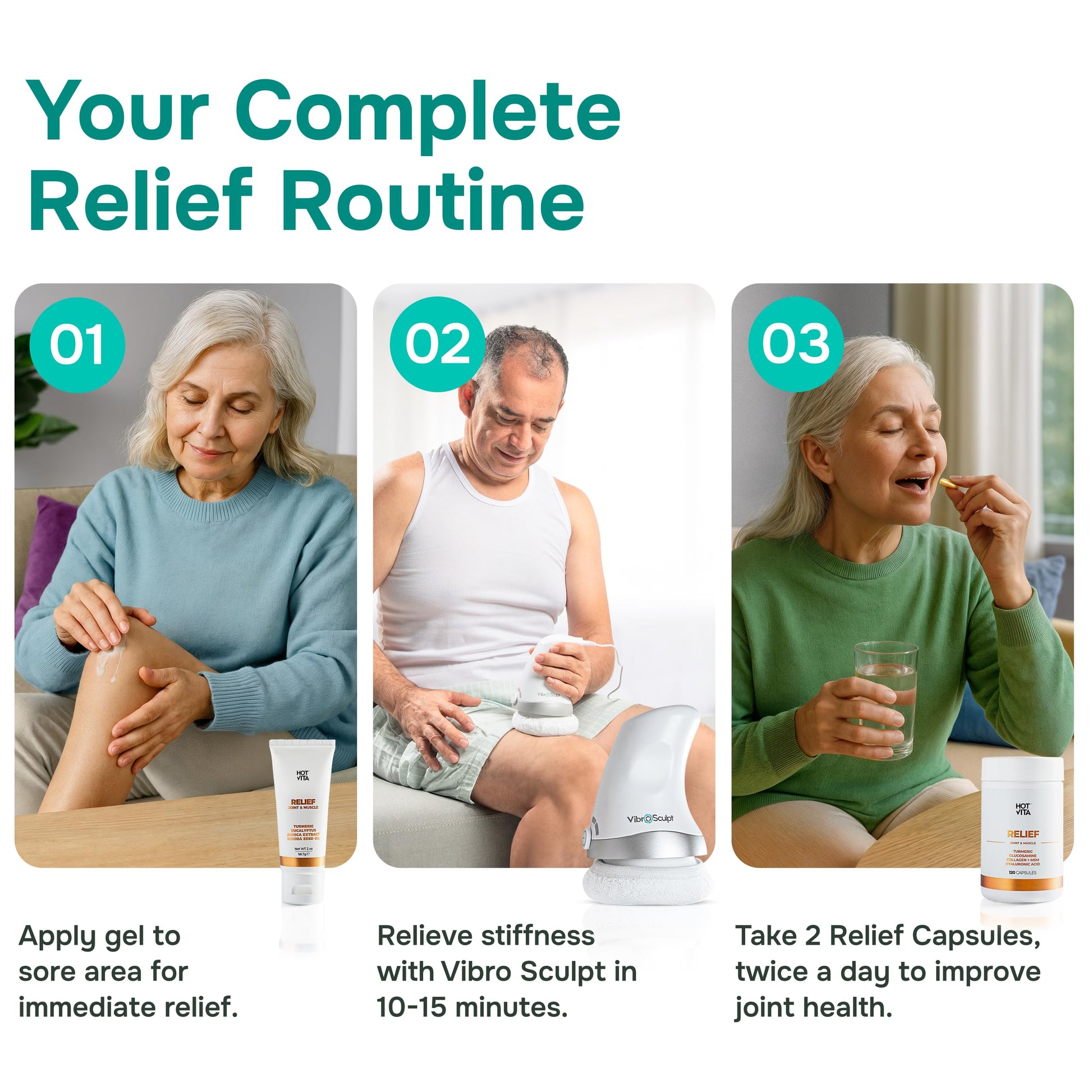 Hot Vita Relief Gel - Plant-Based Cooling Gel with Arnica, Turmeric & Eucalyptus - Soothing Formula for Muscle Fatigue, Tired Legs Hot VitaBuy Supplements Australia
