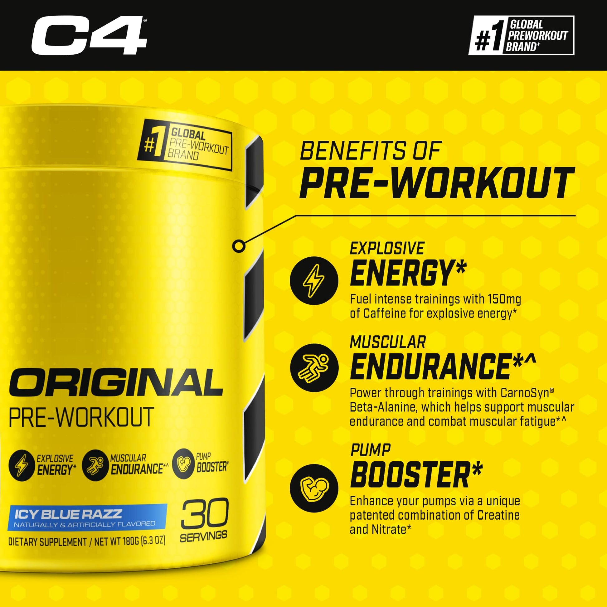 Cellucor Pre Workout & Creatine Bundle, C4 Original Pre Workout Powder, Icy Blue Razz CellucorBuy Supplements Australia