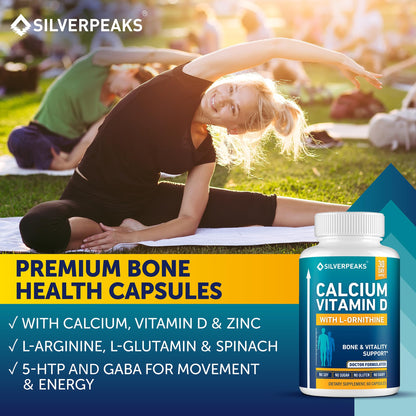 Calcium Supplement with Vitamin D3 and Zinc for Bone Health – Supports Bone Strength & Density – Gentle Non-Constipating Mineral & Amino Acids Blend for Women & Men - 60 Capsules (30 Day Supply) SILVERPEAKSBuy Supplements Australia