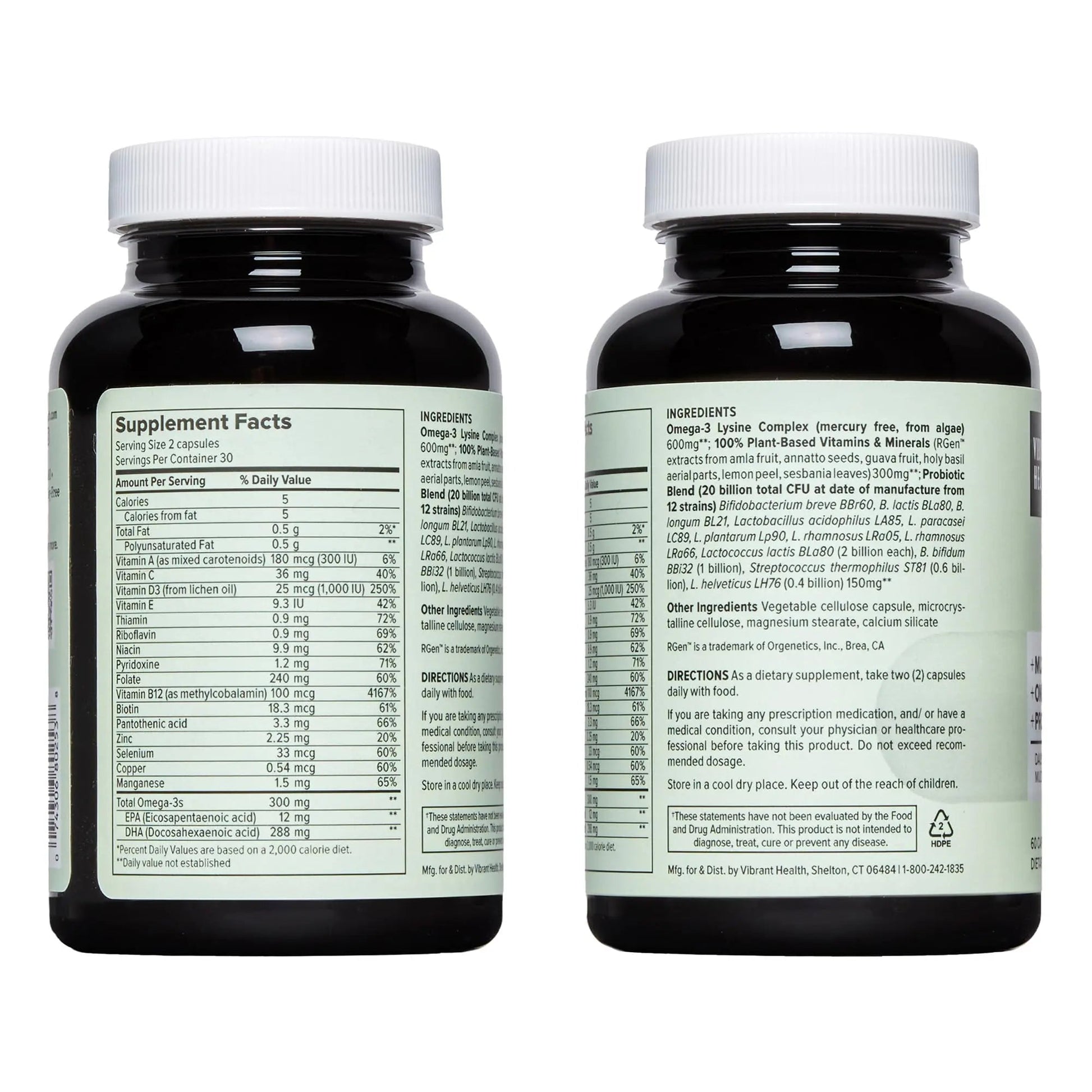 Vibrant Health, Trilogy Vegan, Probiotic Multivitamin with an Essential Blend of Omega-3 from Vegan Algal Oil, Vitamin A, B12, C, D3, E Vibrant Health