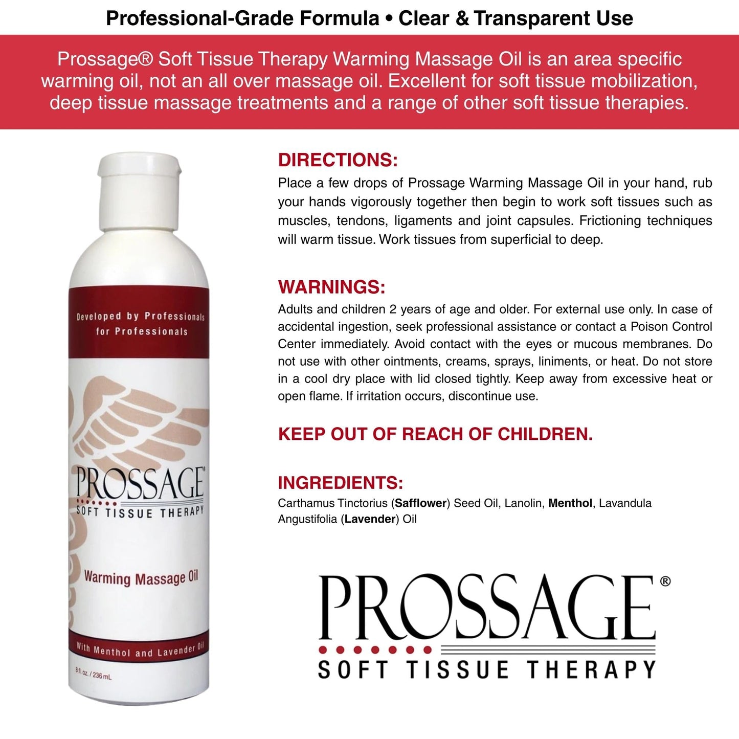 Prossage Heat Warming Relief Massage Oil for Therapuetic Massages, Deep Tissue Massages, and Aromatherapy, Topical Reliever, 8 Ounce Bottle THERABANDBuy Supplements Australia