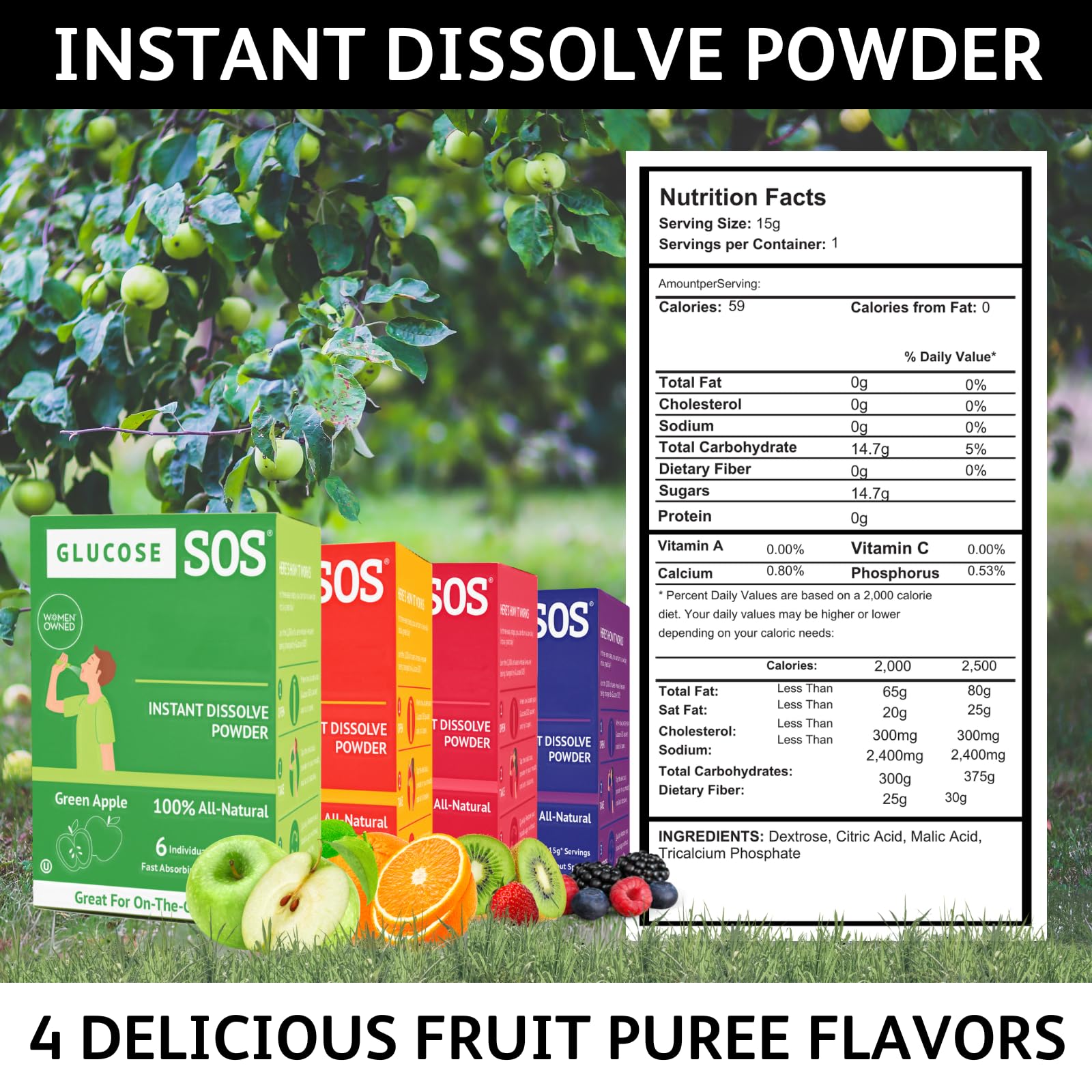 Glucose SOS Glucose Powder Packets with Natural Dextrose, Fast-Absorption That Instantly Dissolves in Your Mouth with No Water Needed, Sweet & Tangy 12 Servings Glucose SOSBuy Supplements Australia