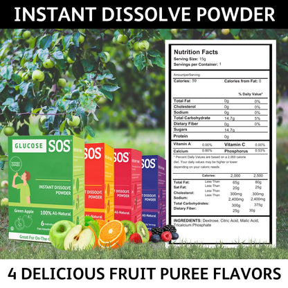 Glucose SOS Glucose Powder Packets with Natural Dextrose, Fast-Absorption That Instantly Dissolves in Your Mouth with No Water Needed, Sweet & Tangy 12 Servings Glucose SOSBuy Supplements Australia