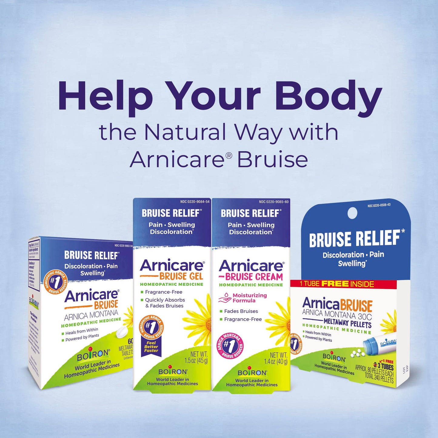 Boiron Arnicare Bruise for Relief of Pain or Swelling from Injuries, and Discoloration of Bruises - 60 Tablets BoironBuy Supplements Australia