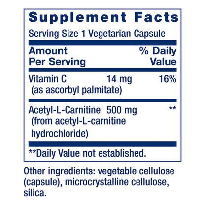 Life Extension Acetyl-L-Carnitine, Acetyl-L-Carnitine, vitamin C, Brain, mood & nerve health Life ExtensionBuy Supplements Australia