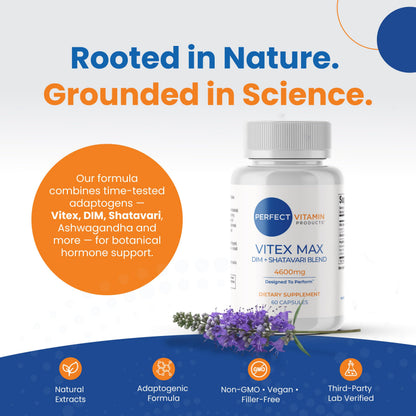 Perfect Vitamin Products Vitex Max DIM + Shatavari – Hormone Balance & Menopause Support for Women – Vegan Blend with Adaptogens for Mood, Cycle & Stress Relief – 4600mg (3-Pack) Perfect Vitamin ProductsBuy Supplements Australia
