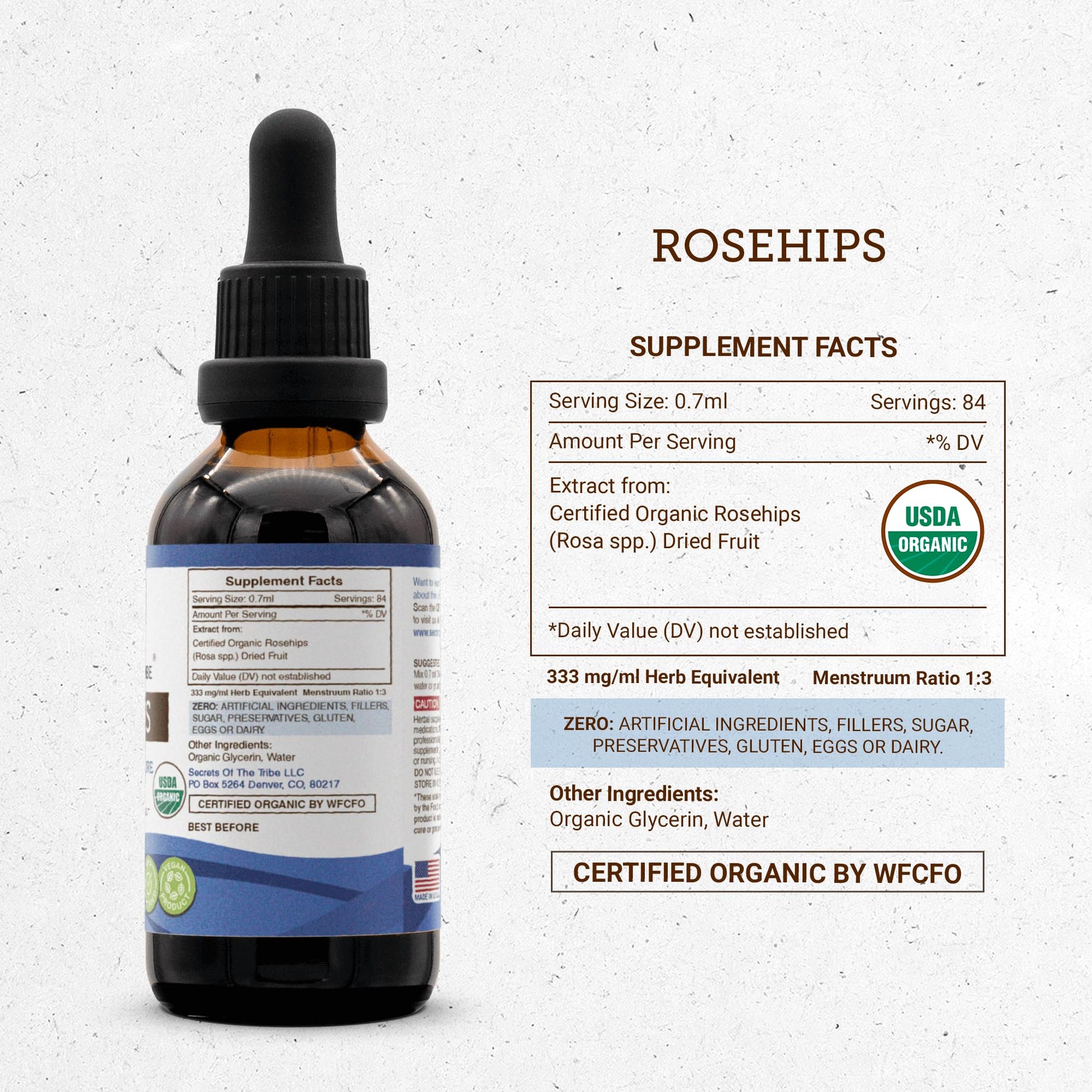 Secrets of the Tribe Rosehips USDA Organic | Alcohol-Free Extract, High-Potency Herbal Drops | Made from 100% Certified Organic Rosehips (Rosa spp.) Dried Fruit (2 oz) Secrets of the TribeBuy Supplements Australia