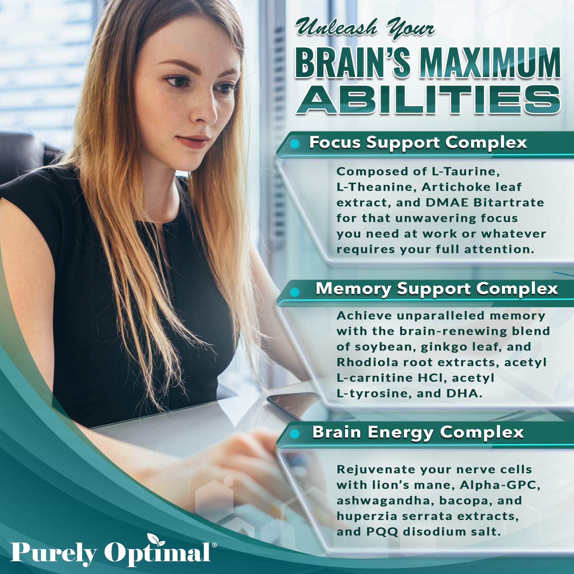 Premium Brain Supplement - Nootropic Brain Booster for Focus, Clarity, Improved Memory Purely OptimalBuy Supplements Australia