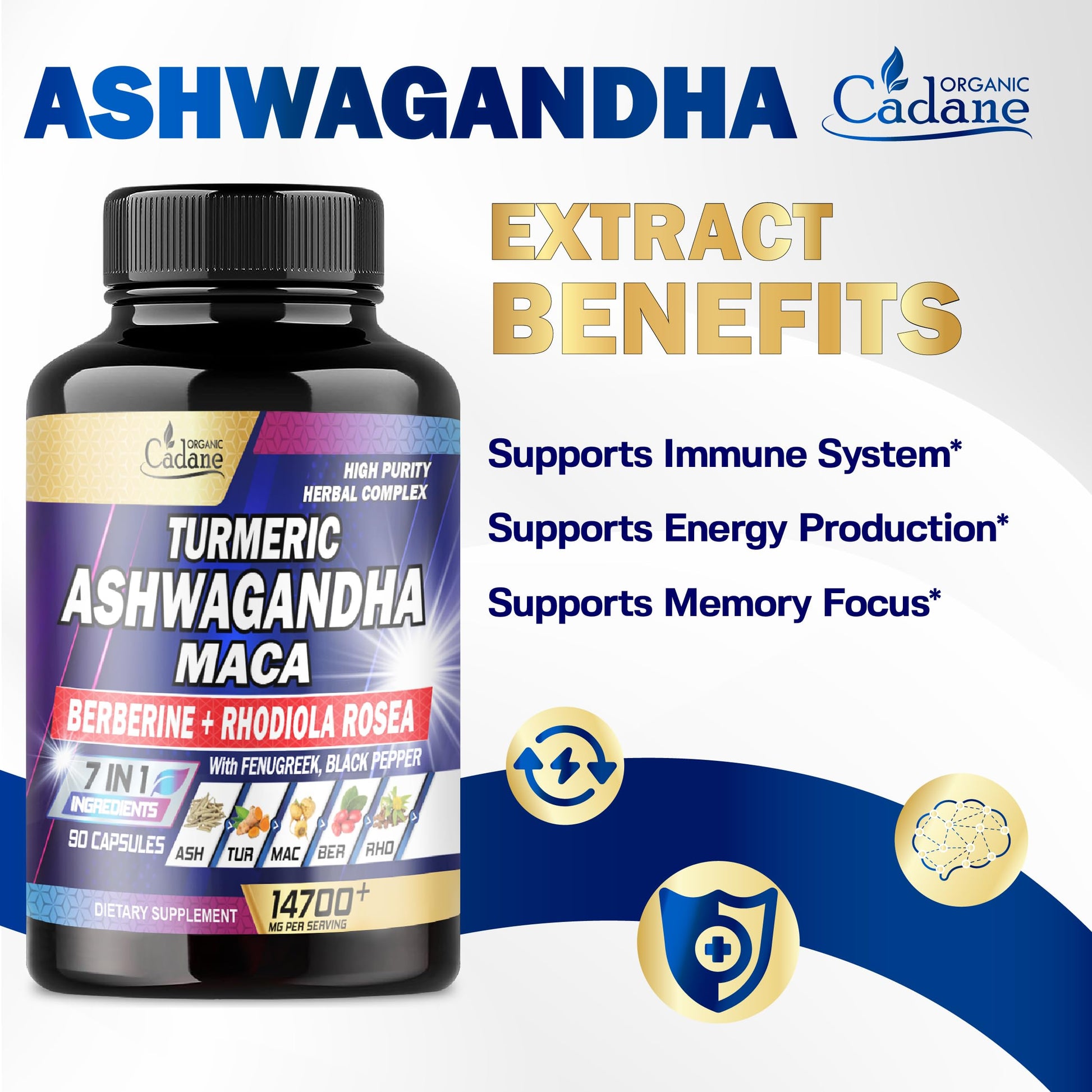Ashwagandha Supplements 14700mg - Memory, Immune System & Strength Support Organic CadaneBuy Supplements Australia
