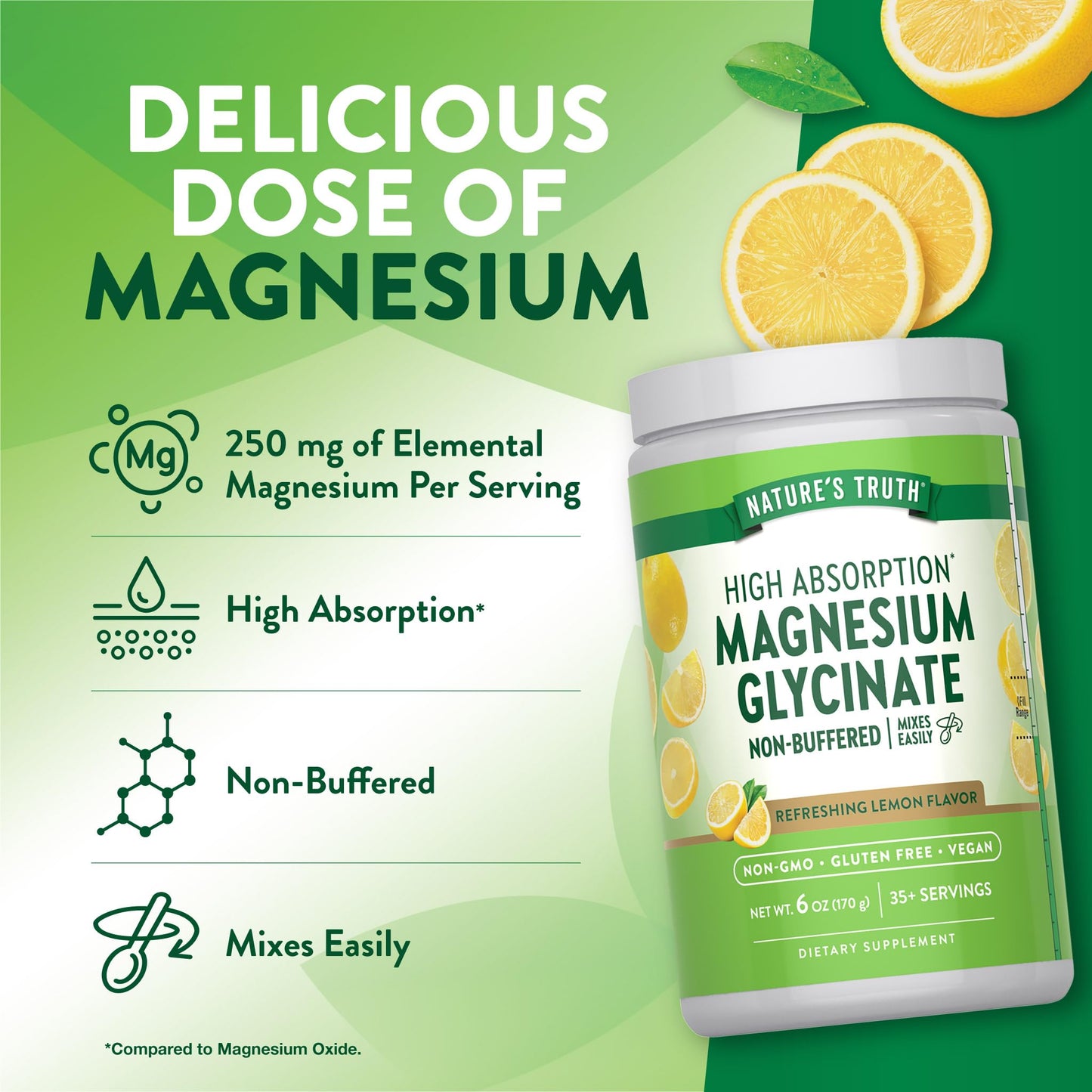 Nature's Truth Magnesium Glycinate Powder | 6 oz | Lemon Flavor | High Absorption | Vegan, Non-GMO, Gluten Free Supplement Nature's TruthBuy Supplements Australia