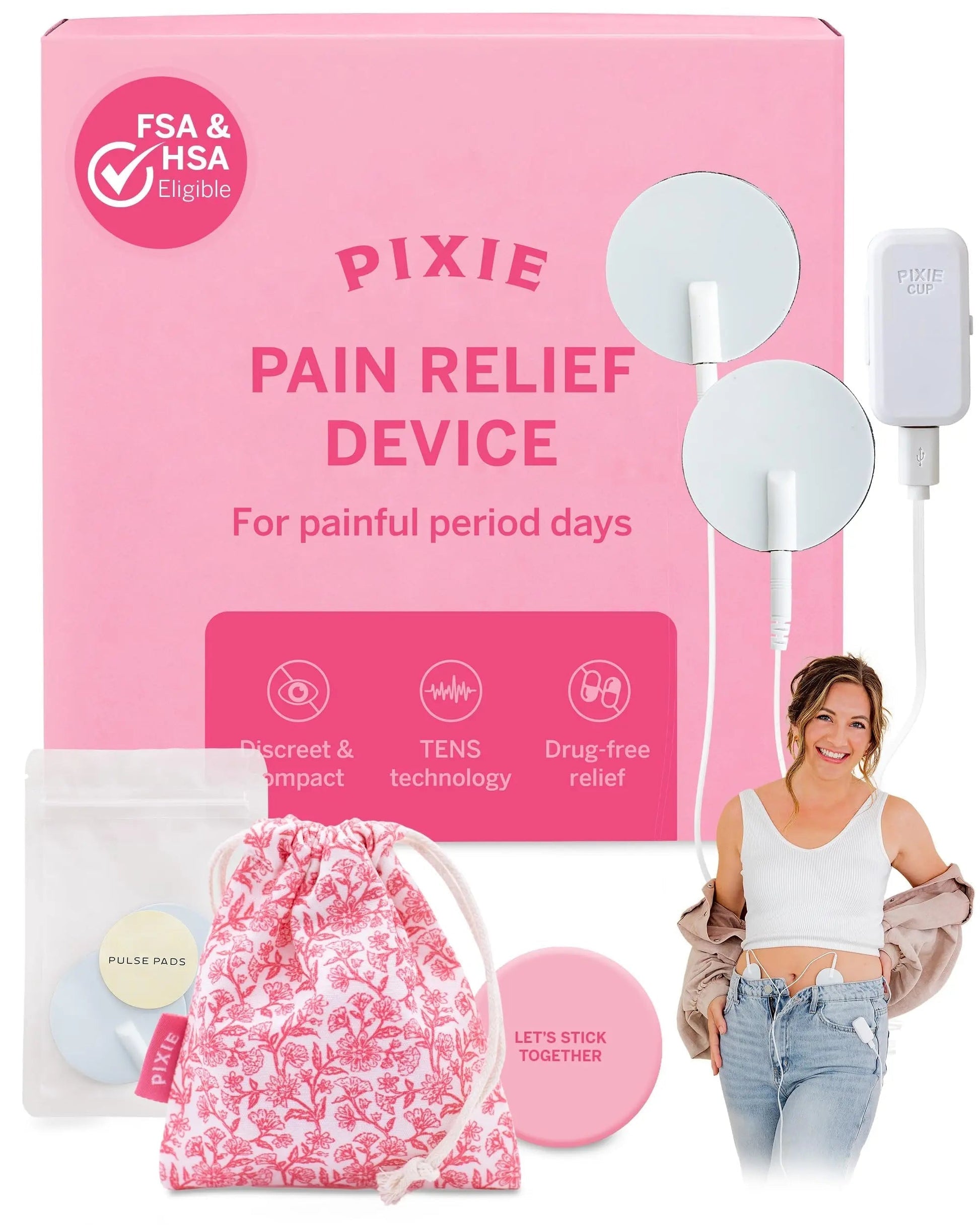 Pixie Period Pain Relief Device - Best PMS Relief Simulator with TENS Technology - Thinnest Wearable Tens Unit - Unnoticeable Under Clothes - Menstrual Cramp Comfort for Feminine Care Pixie CupBuy Supplements Australia