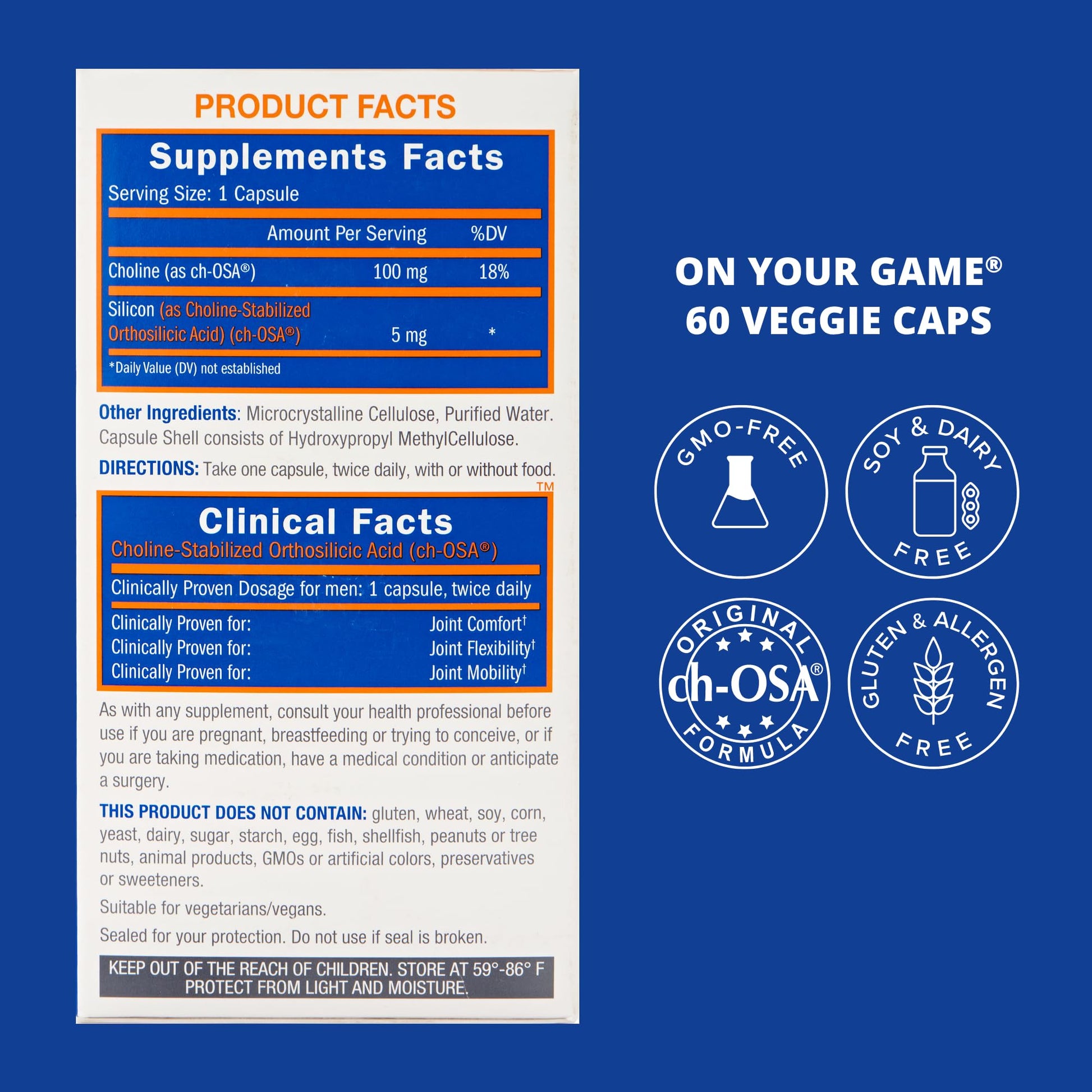Biosil On Your Game - 60 Veggie Capsules, Pack of 2 - with Patented ch-OSA Complex - Increase Collagen Production for Joint Pain Relief, Flexibility & Range of Motion - GMO Free - 60-Day Supply BiosilBuy Supplements Australia