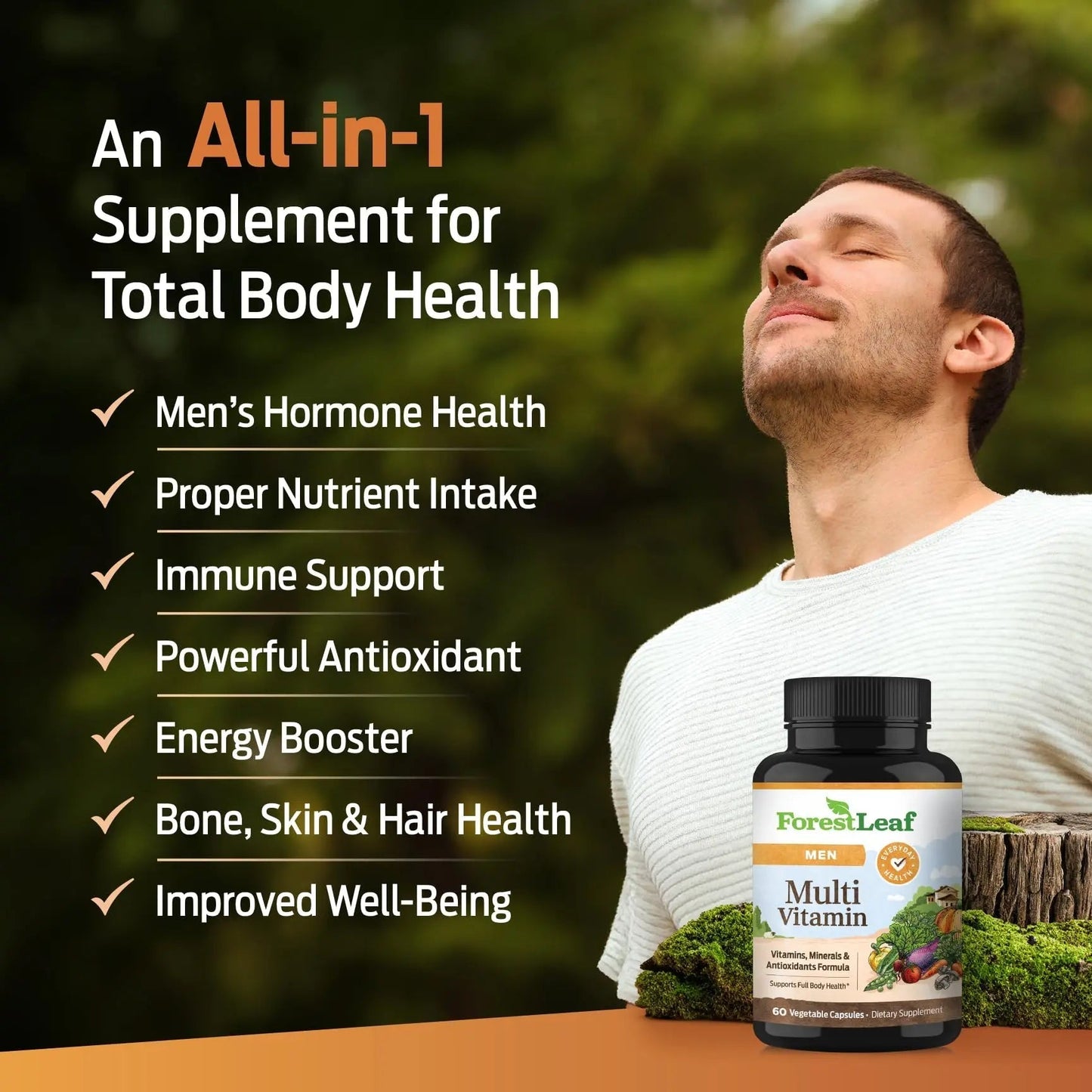 ForestLeaf Daily Vitamin Multivitamin for Men, Multi-Vitamin for Men - Mens Multivitamins & Multiminerals Supplement | ForestLeaf