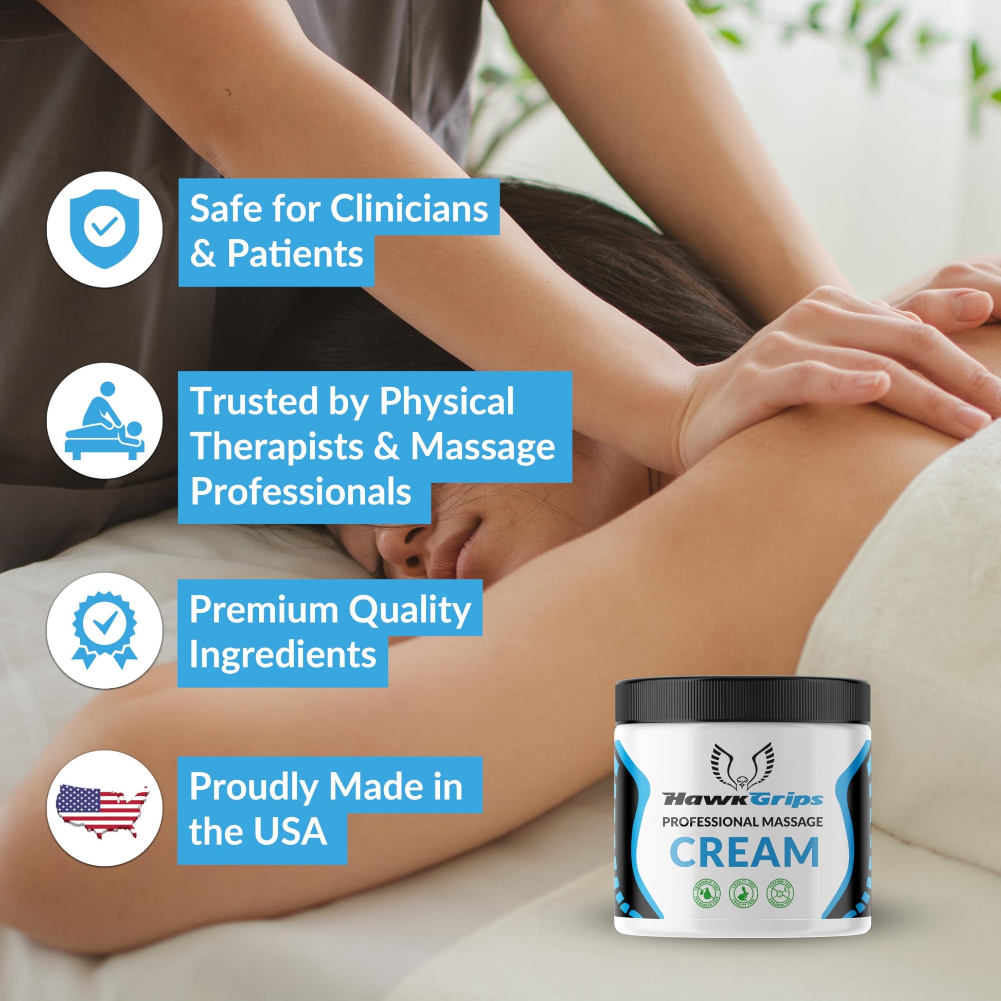 HawkGrips 8oz Massage Emollient and 8oz Massage Cream Bundle, Unscented, IASTM Massage, Cupping Therapy, Whole Body Muscle Cream, Deep Tissue Professional Massage Therapy HawkGripsBuy Supplements Australia