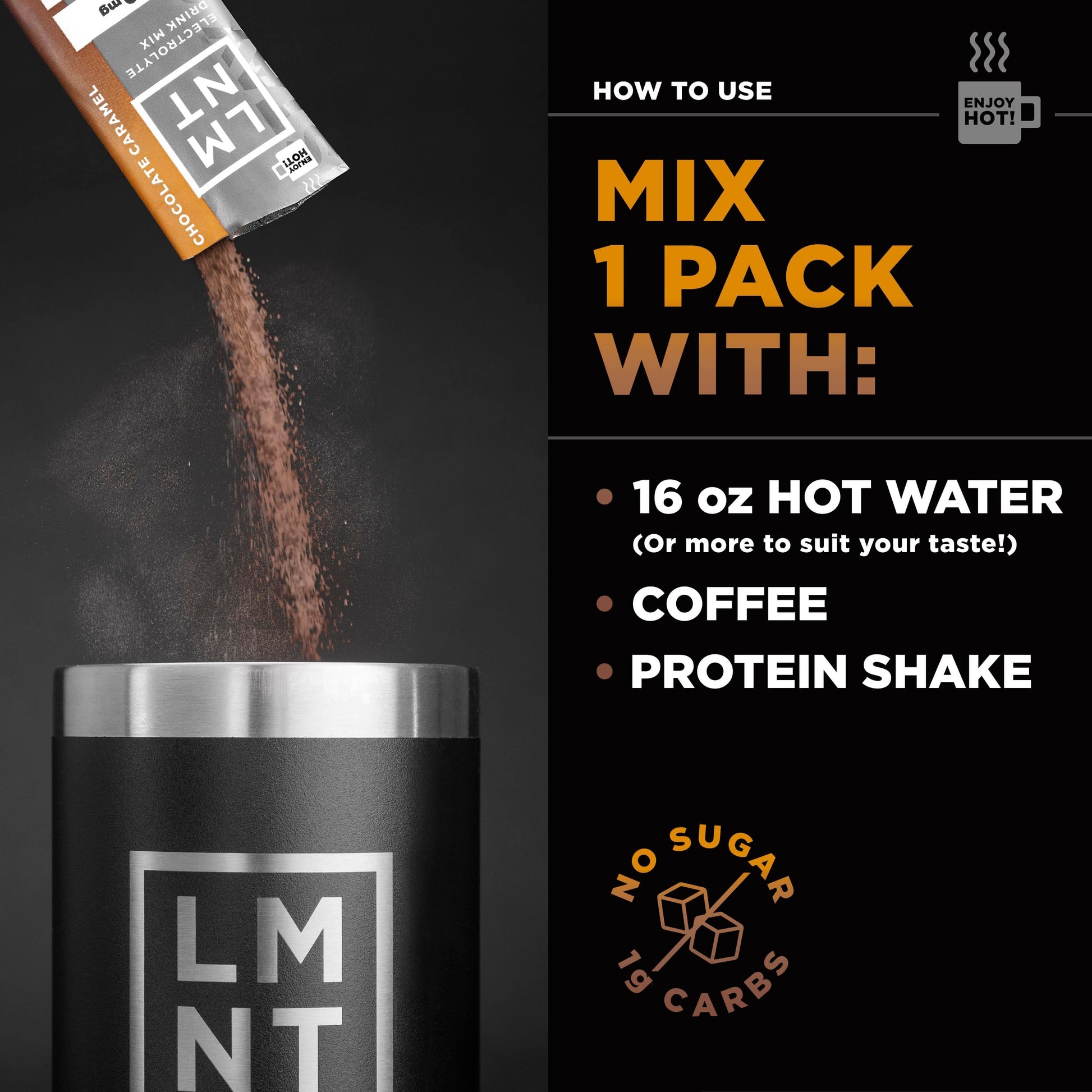 LMNT Hot Chocolate and Coffee Mixer - Chocolate Caramel Salt Electrolytes | No Sugar Drink LMNTBuy Supplements Australia