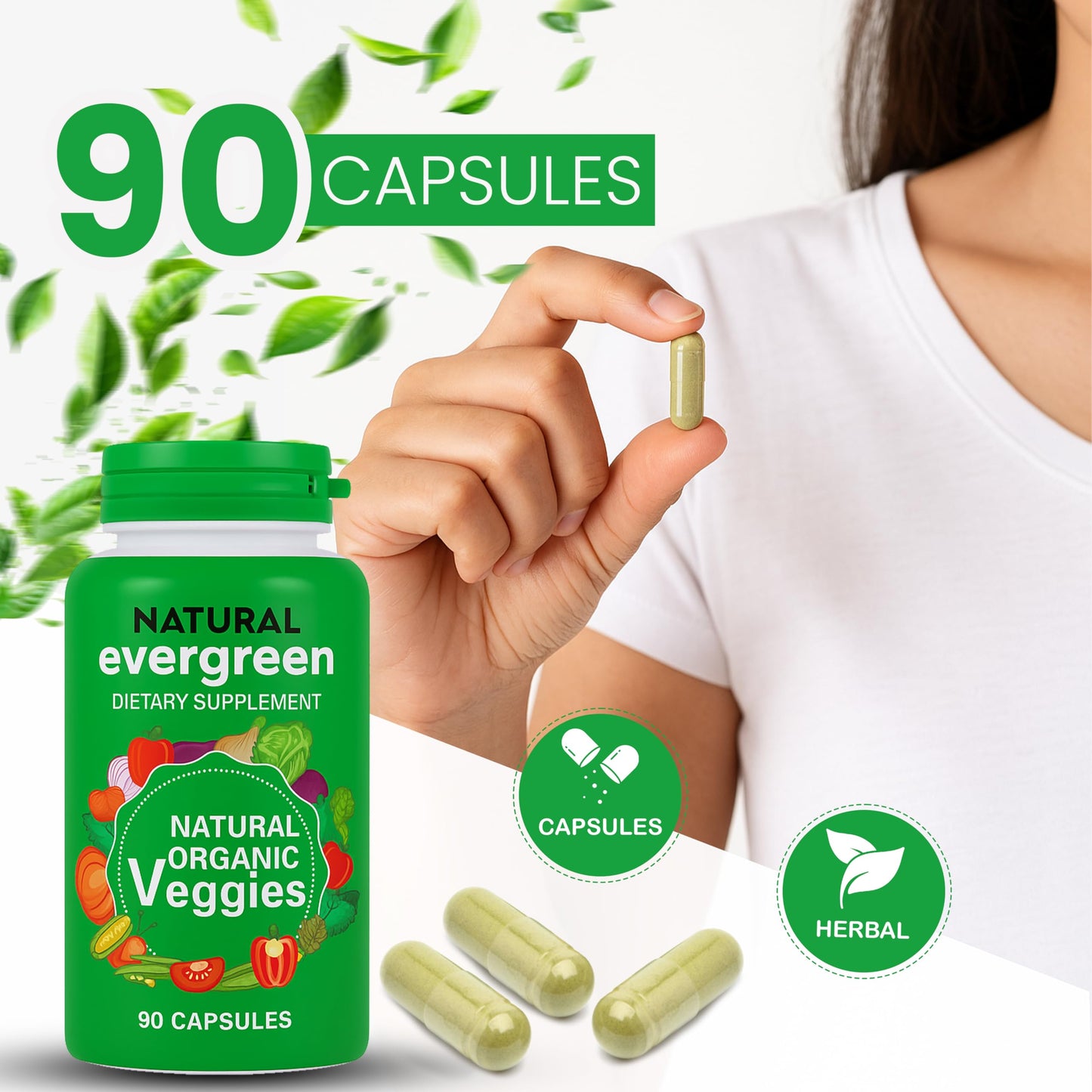 Fruit and Veggies Supplement – 100% Natural Super Greens Blend with Fruits & Vegetables | Veggie Capsules for Adults & Kids | Daily Nutrient Support Packed with Natural Vitamins & Minerals Natural EvergreenBuy Supplements Australia