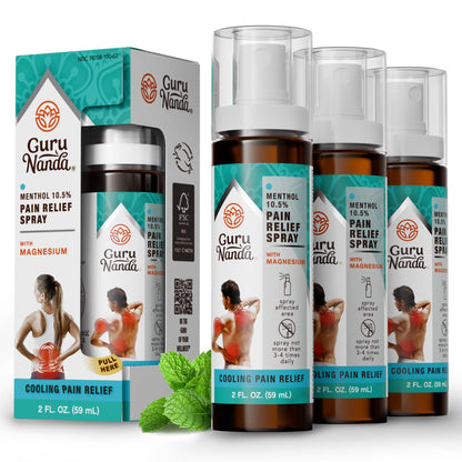 GuruNanda Menthol with Magnesium Spray for Pain Relief – 10.5% Menthol Cooling Spray for Muscle, Joint & Back Discomfort – No-Mess, Fast-Acting Relief, Pack of 3 GuruNandaBuy Supplements Australia