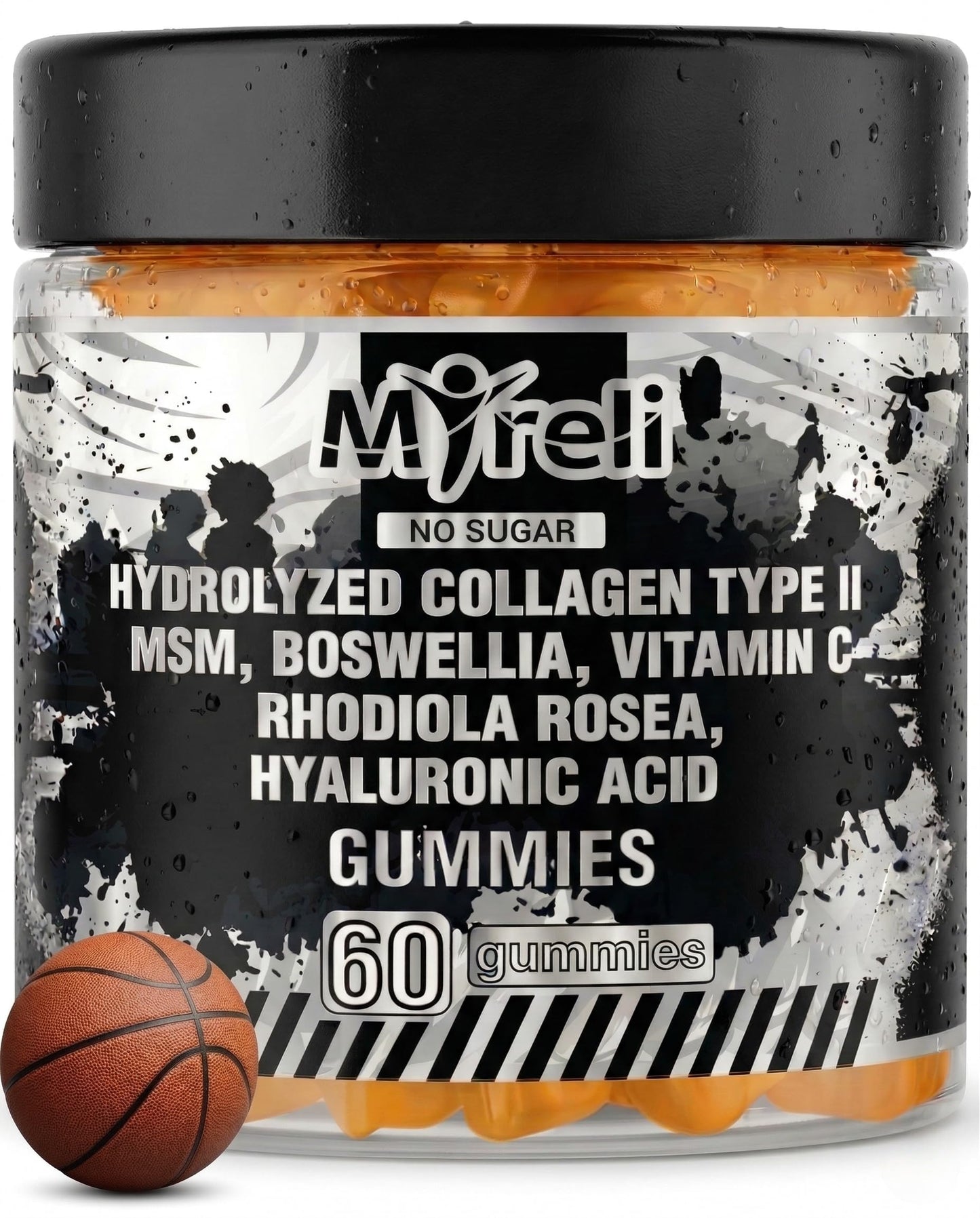 MYRELI Hydrolyzed Collagen Type II 500mg, MSM 700mg, Boswellia 200mg, Vitamin C 400mg, Rhodiola 100mg, Hyaluronic Acid 100mg, Joint Mobility, Flexibility, Basketball Athletes, Vegan, Non GMO, 60 Gummy MYRELIBuy Supplements Australia