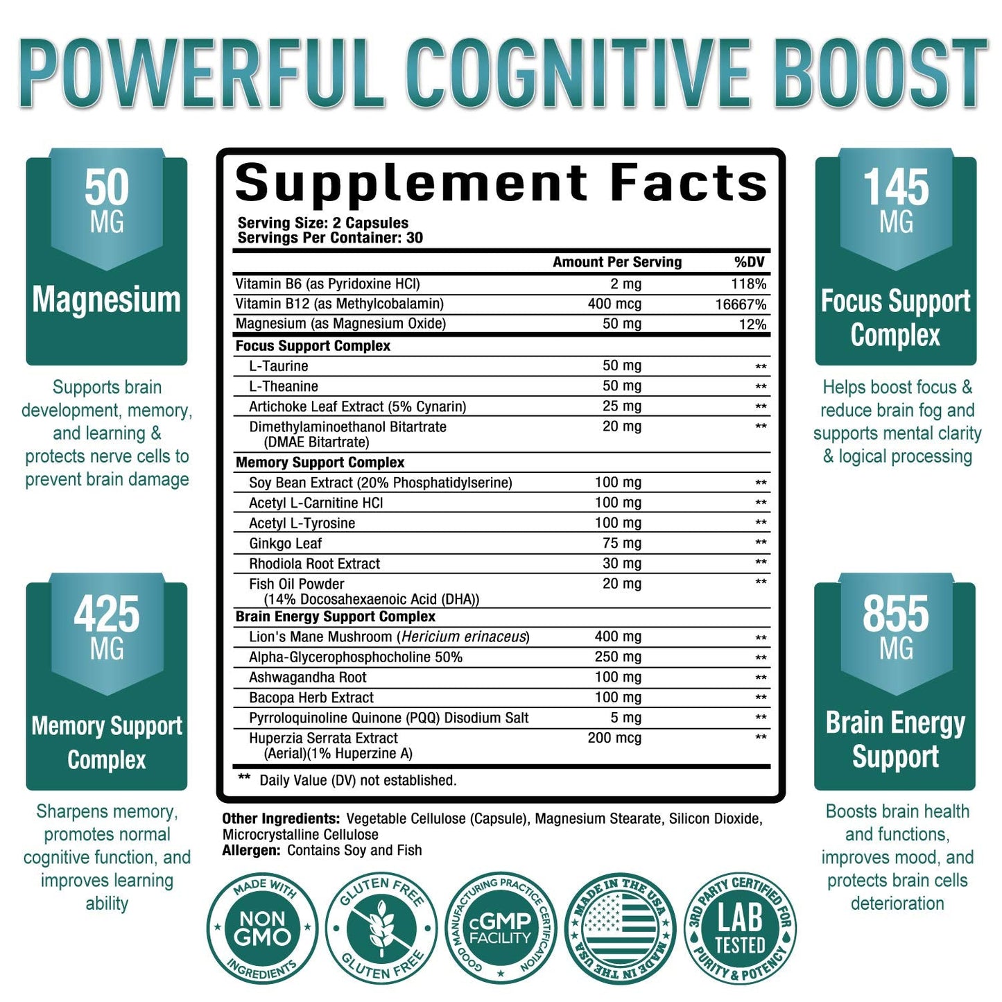 Premium Brain Supplement - Nootropic Brain Booster for Focus, Clarity, Improved Memory Purely OptimalBuy Supplements Australia