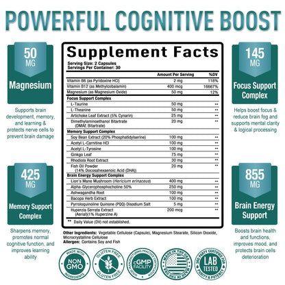 Premium Brain Supplement - Nootropic Brain Booster for Focus, Clarity, Improved Memory Purely OptimalBuy Supplements Australia