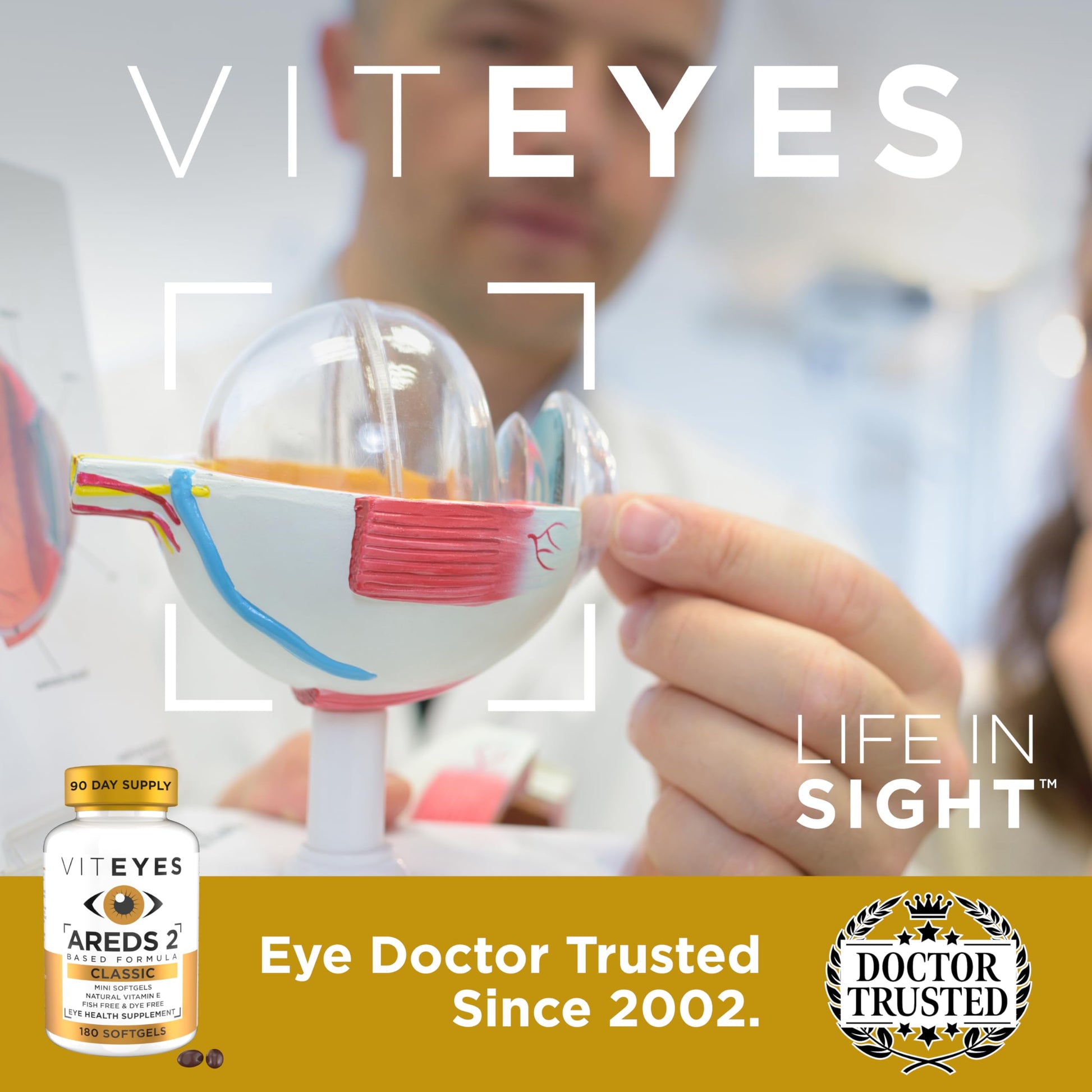 Viteyes AREDS 2 Classic Macular Health Formula Softgels, Eye Health Vitamin to Support Macular Health, Lower Zinc, Eye Vitamins, Macular Vitamins, Beta-Carotene Free, 180 Softgels ViteyesBuy Supplements Australia