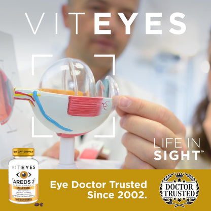 Viteyes AREDS 2 Classic Macular Health Formula Softgels, Eye Health Vitamin to Support Macular Health, Lower Zinc, Eye Vitamins, Macular Vitamins, Beta-Carotene Free, 180 Softgels ViteyesBuy Supplements Australia